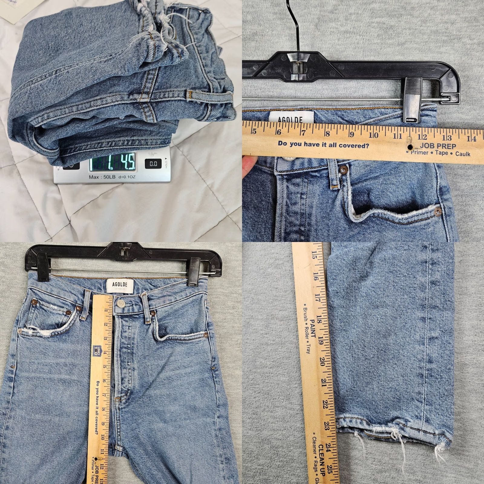 Agolde AGOLDE Jeans Straight 25 Women's Blue Light Wash 5-Pocket Denim Belted Crop Mid Rise Casual Everyday Regular Fit Size 42" / US 20 - 8 Thumbnail