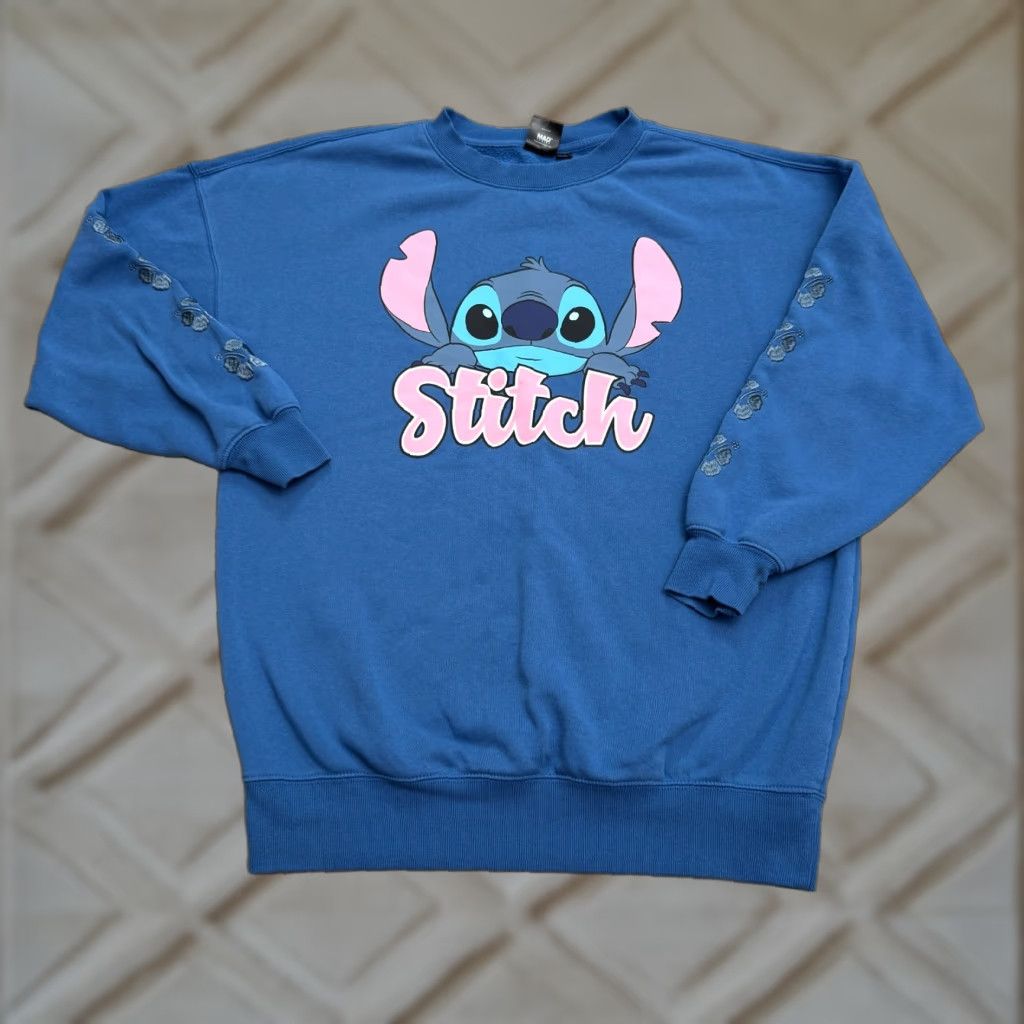 Disney Disney Stitch Embroidered Pullover Sweatshirt Womens XS Blue Stitch Graphic Crew Neck Activewear Casual Streetwear Cartoon TV & Movie Characters Size XS / US 0-2 / IT 36-38 - 1 Thumbnail