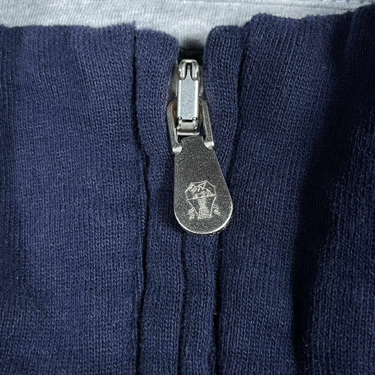 Brunello Cucinelli Logo-Print Two-Tone Cotton-Jersey Half-Zip Sweatshirt - Blue Size US XS / EU 42 / 0 - 20 Thumbnail