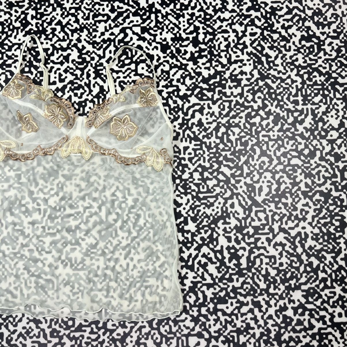 Japanese Brand Vintage Y2K Japanese Mesh Floral Sexy Retro Style Tank Top Size M / US 6-8 / IT 42-44 - 6 Thumbnail