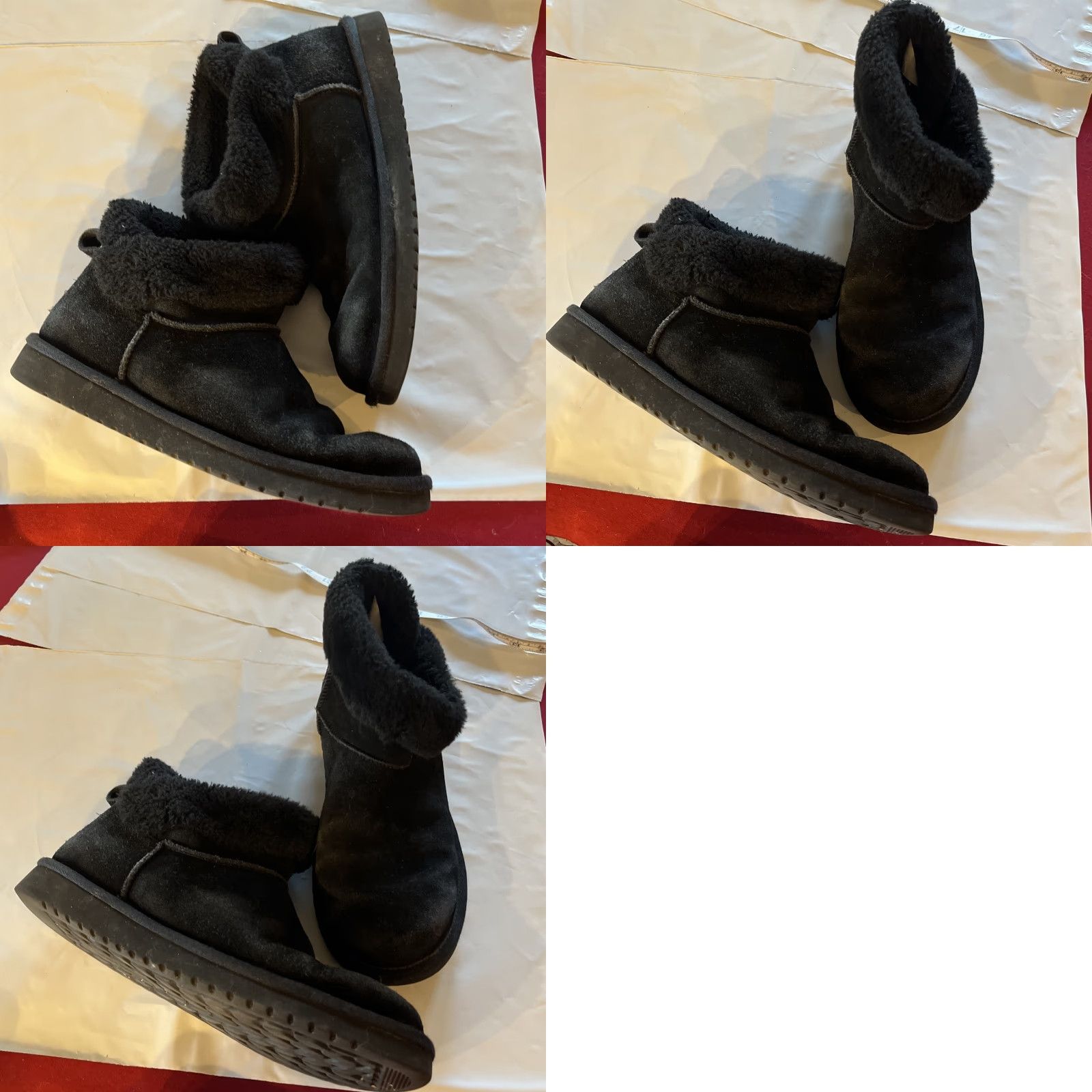 Vintage Koolaburra Uggs DEZI MINI ANKLE BOOTS WOMEN Black SUEDE Leather Fur Lined Size 9 Size US 9 / IT 39 - 9 Thumbnail