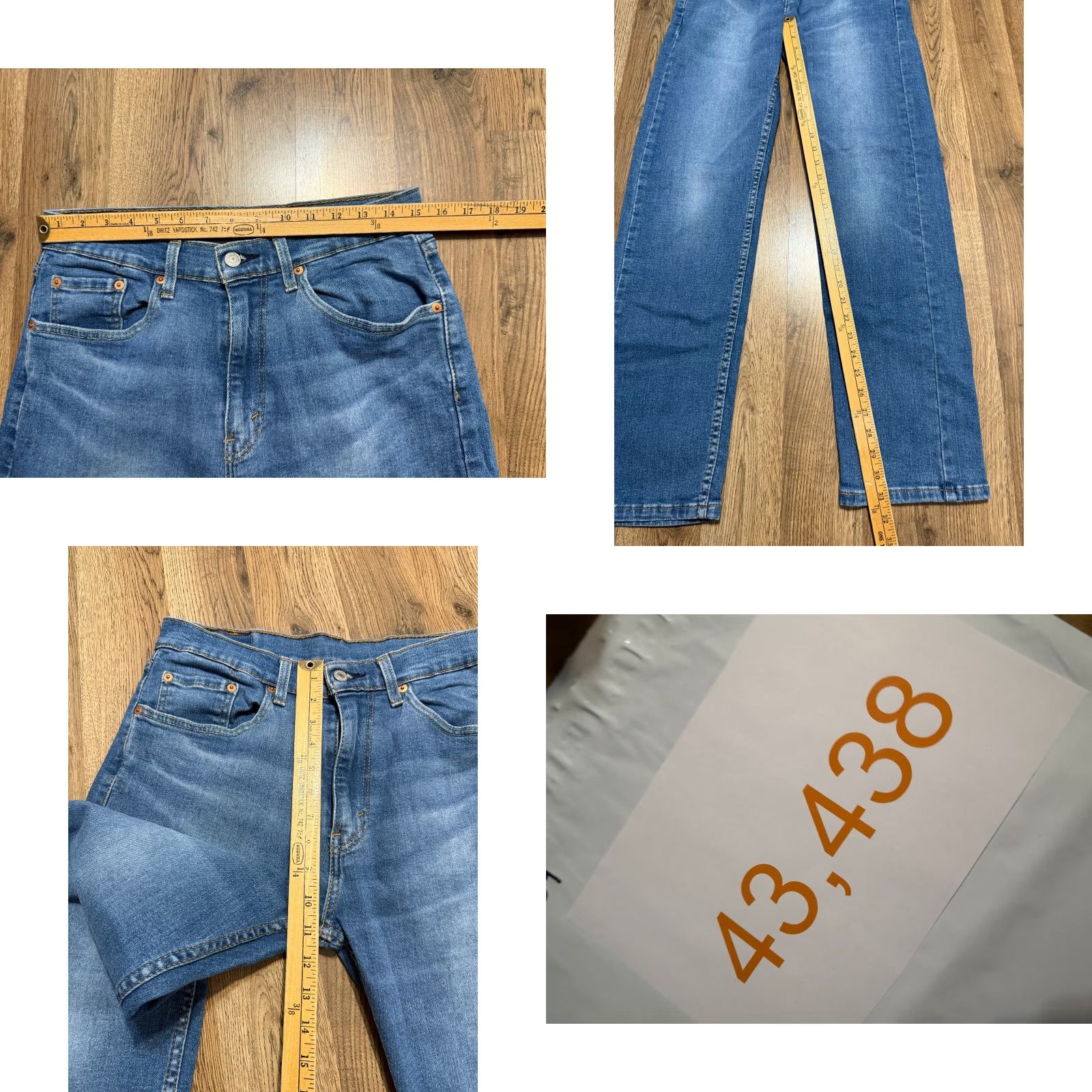 Levi's Levi's Jeans Men 33x34 Blue Denim Straight Leg Mid Rise 5-Pocket Design Cotton Jeans Material Pockets Regular Fit Zip 31 Inseam Size US 33 - 9 Thumbnail