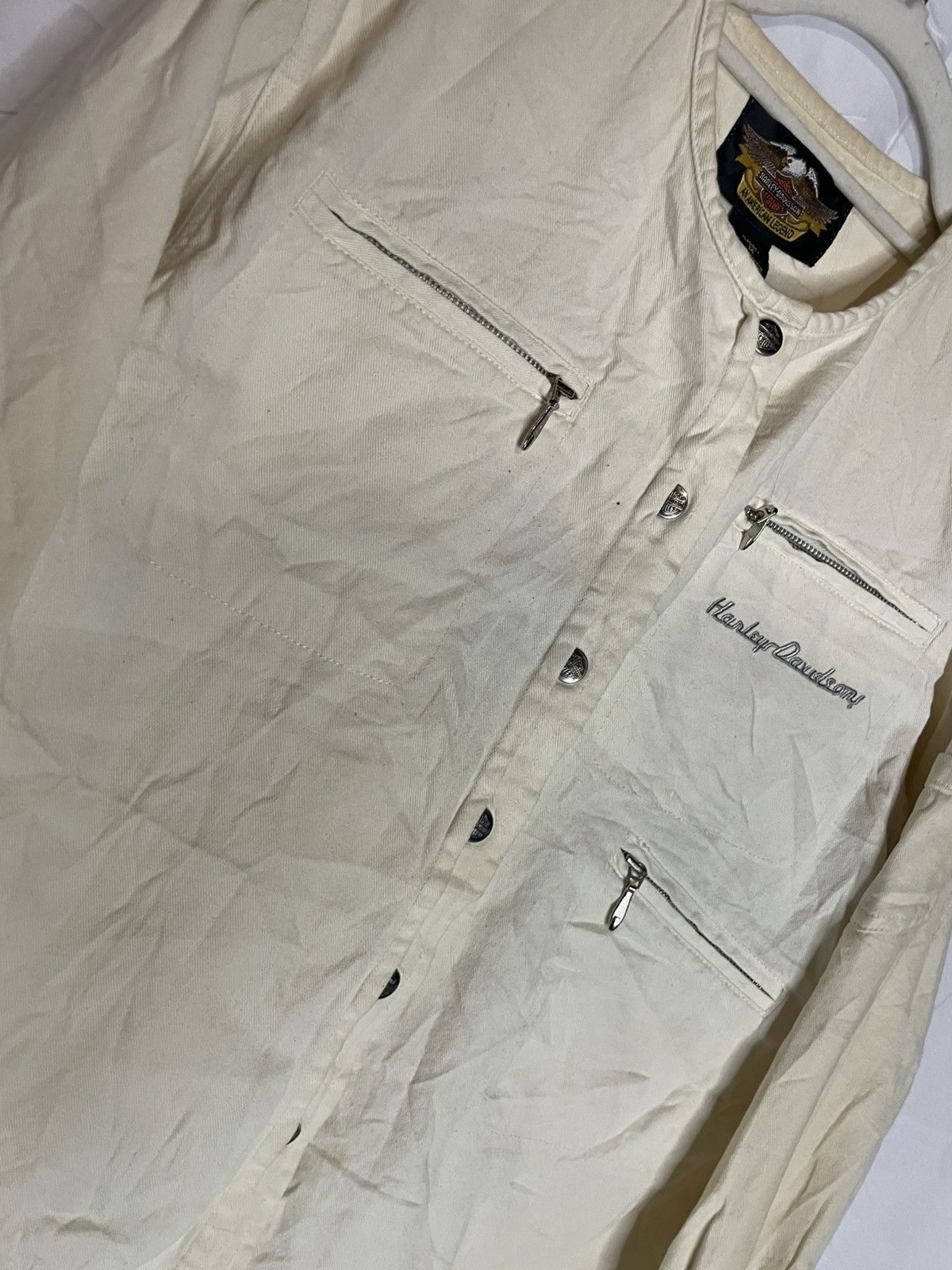 Harley Davidson 1998 Harley Davidson Button Up Zipper Biker Jacket Vintage Size US M / EU 48-50 / 2 - 3 Thumbnail