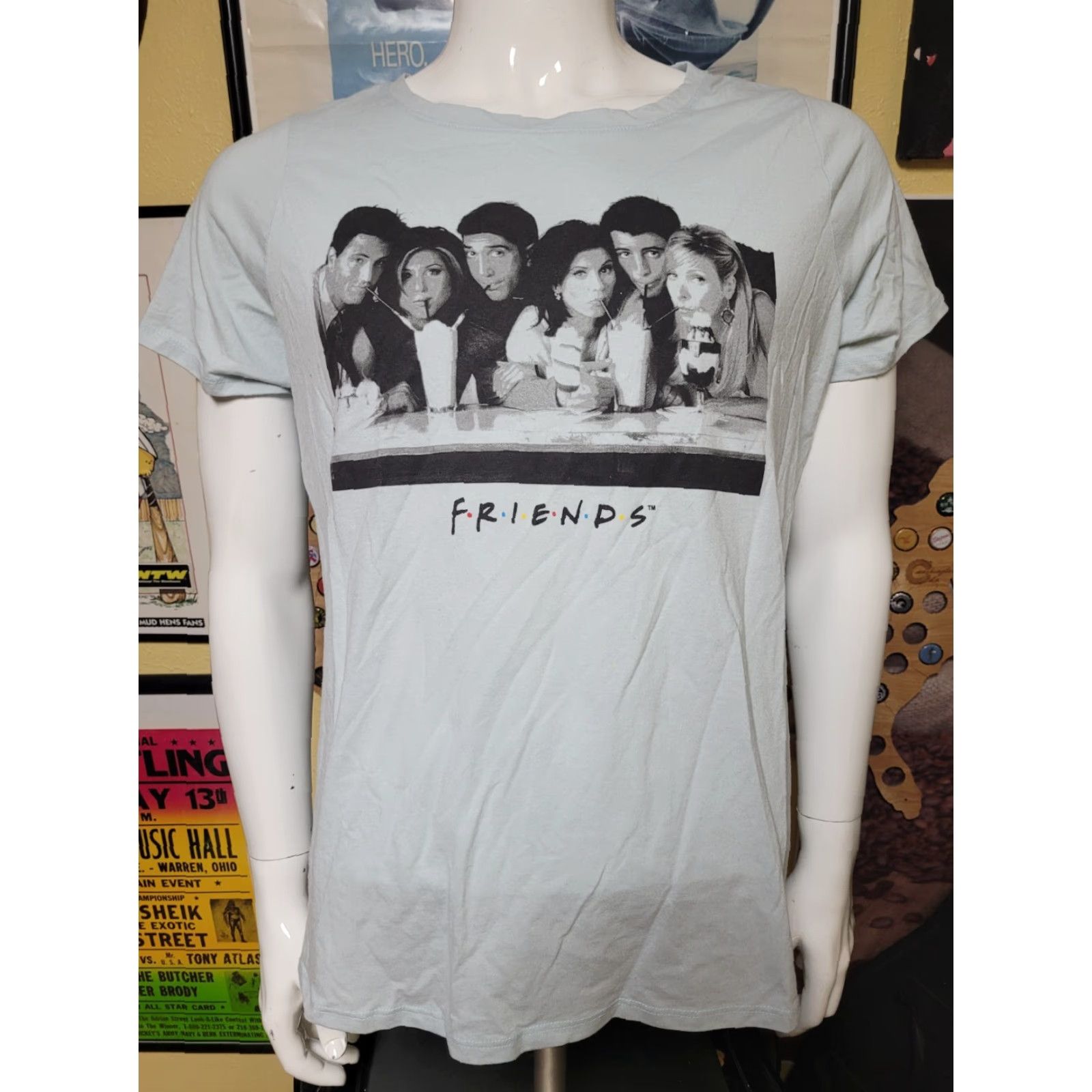 Vintage Womens T-Shirt 0X Friends Blue Crew Neck Short Sleeve 50% Cotton 50% Polyester Graphic Print TV Movies & Music 90s Casual Mens Womens Girls Size XL / US 12-14 / IT 48-50 - 2 Thumbnail