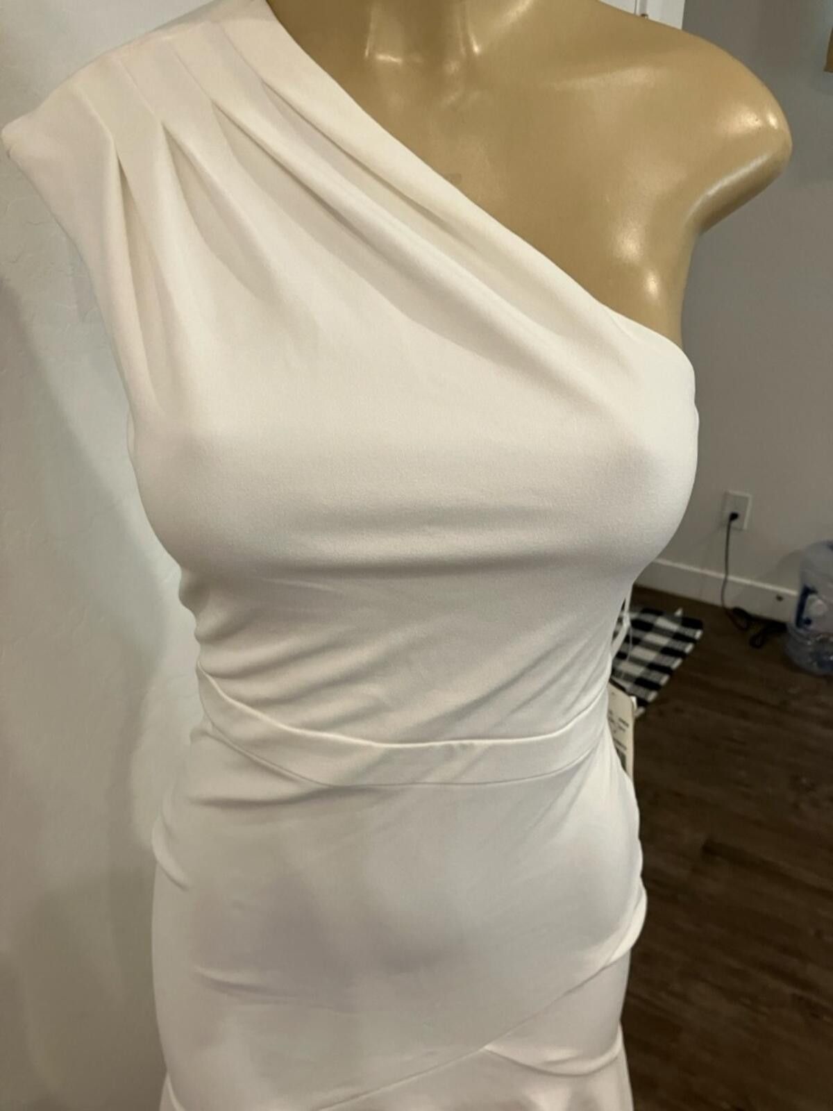 Aquascutum NWT Aqua Asymmetric One-Shoulder Off White Dress Size S / US 4 / IT 40 - 9 Thumbnail
