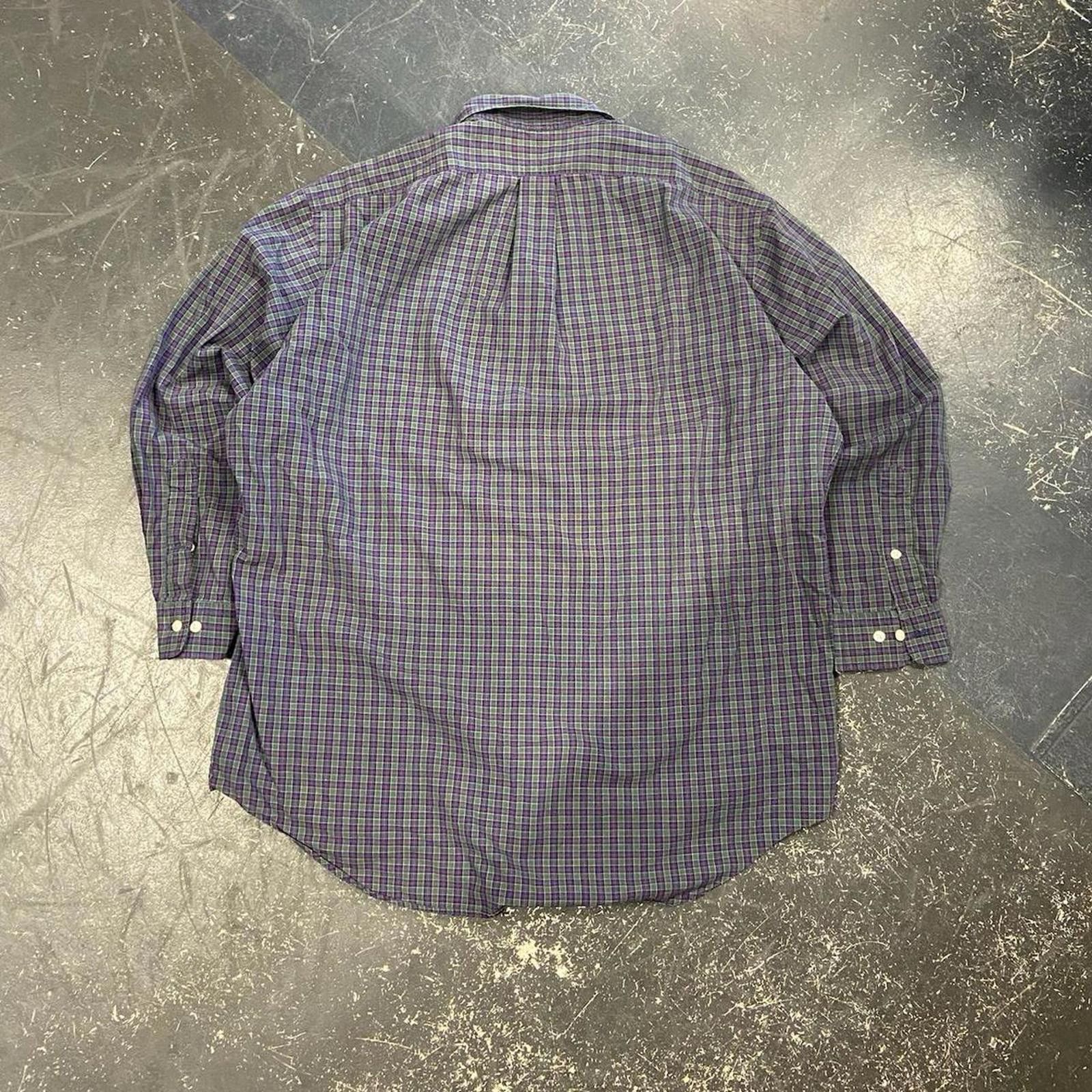 Polo Ralph Lauren Vintage Purple / Green Polo Ralph Lauren Plaid Long Sleeve Size US XL / EU 56 / 4 - 5 Thumbnail