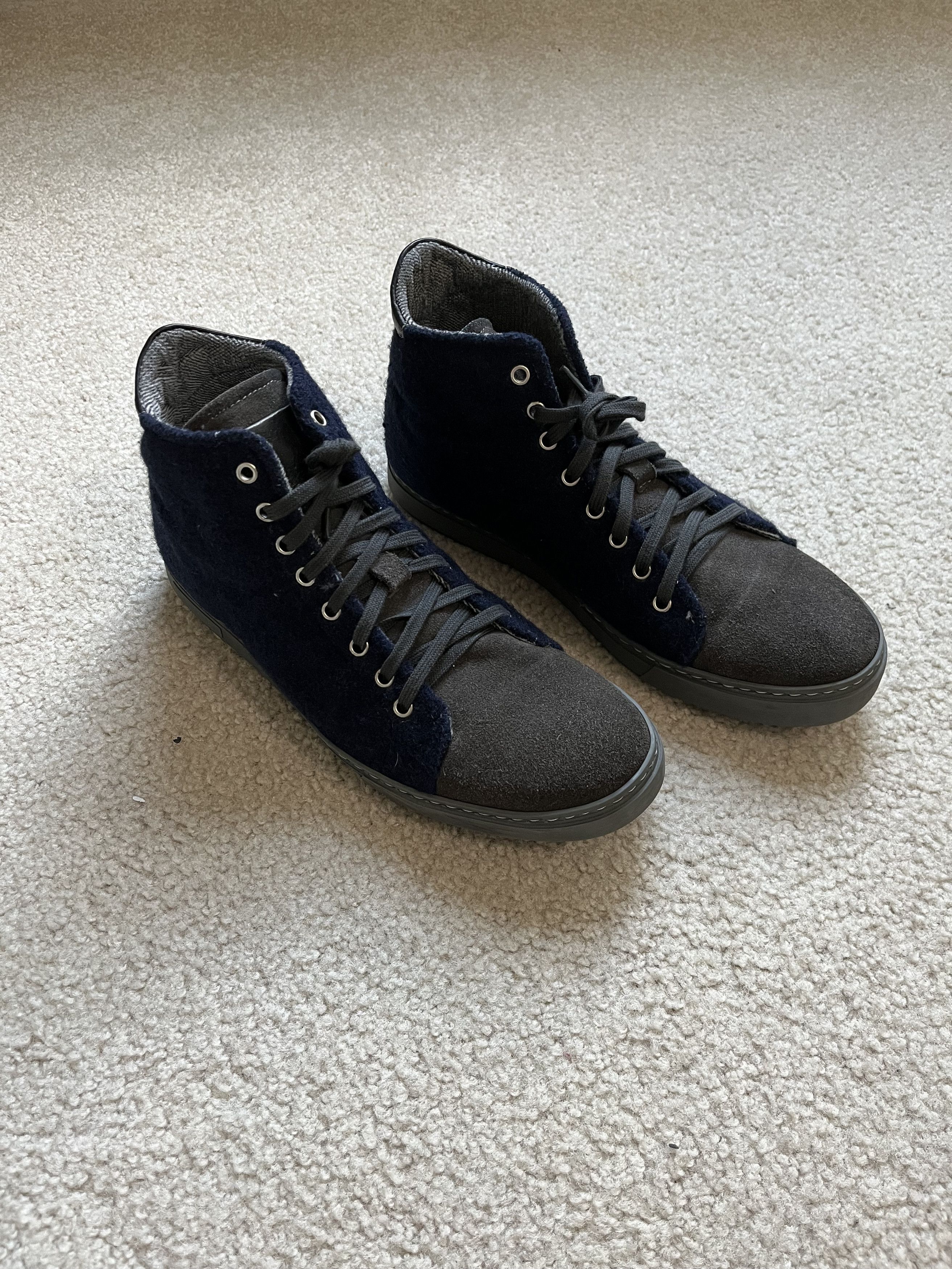 Other Russell Park Wool Bouclé Hi-Top Sneaker Navy Grey US8.5 Size US 8.5 / EU 41-42 - 3 Thumbnail