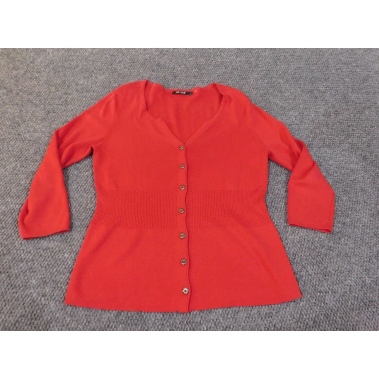 Vintage Zoe Sweater Cardigan Red Knit V-Neck Button Long Sleeve Womens L Cotton Stretch Modern Regular Size L / US 10 / IT 46 - 2 Thumbnail