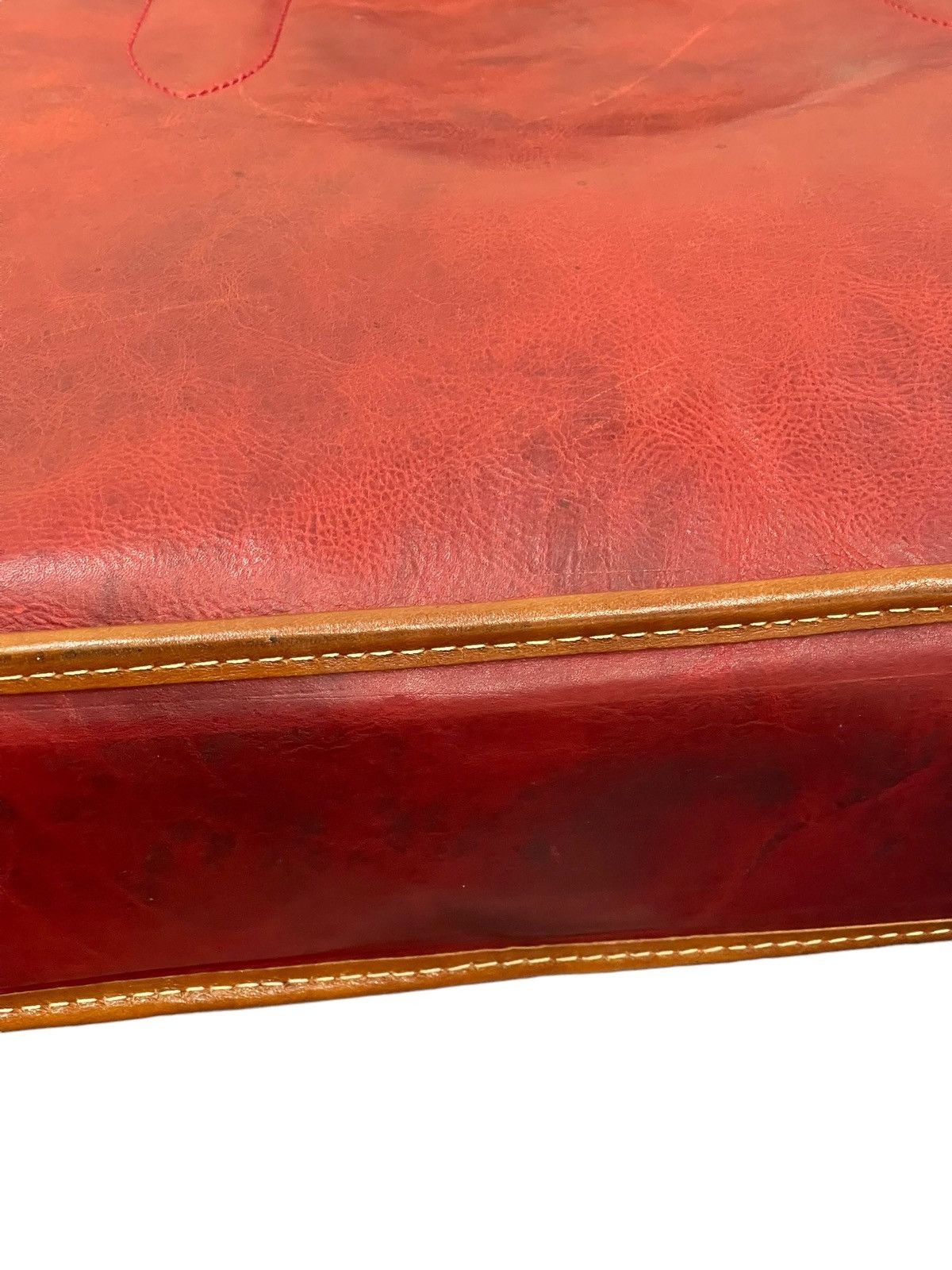 Japanese Brand Full Leather Patina Red Deux Moncx Artisan Made Hand Bag 4🟩 Size ONE SIZE - 6 Thumbnail