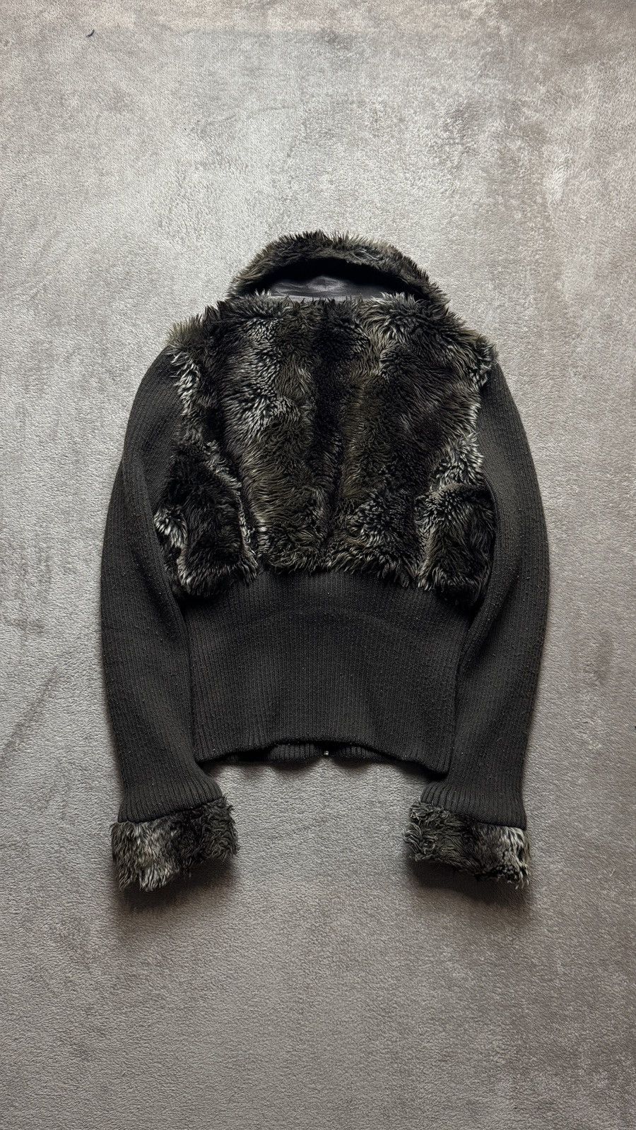 Hysteric Glamour Y2K Faux Fur Cable Knit Jacket lgb goa cdg gaultier punk Size M / US 6-8 / IT 42-44 - 4 Thumbnail