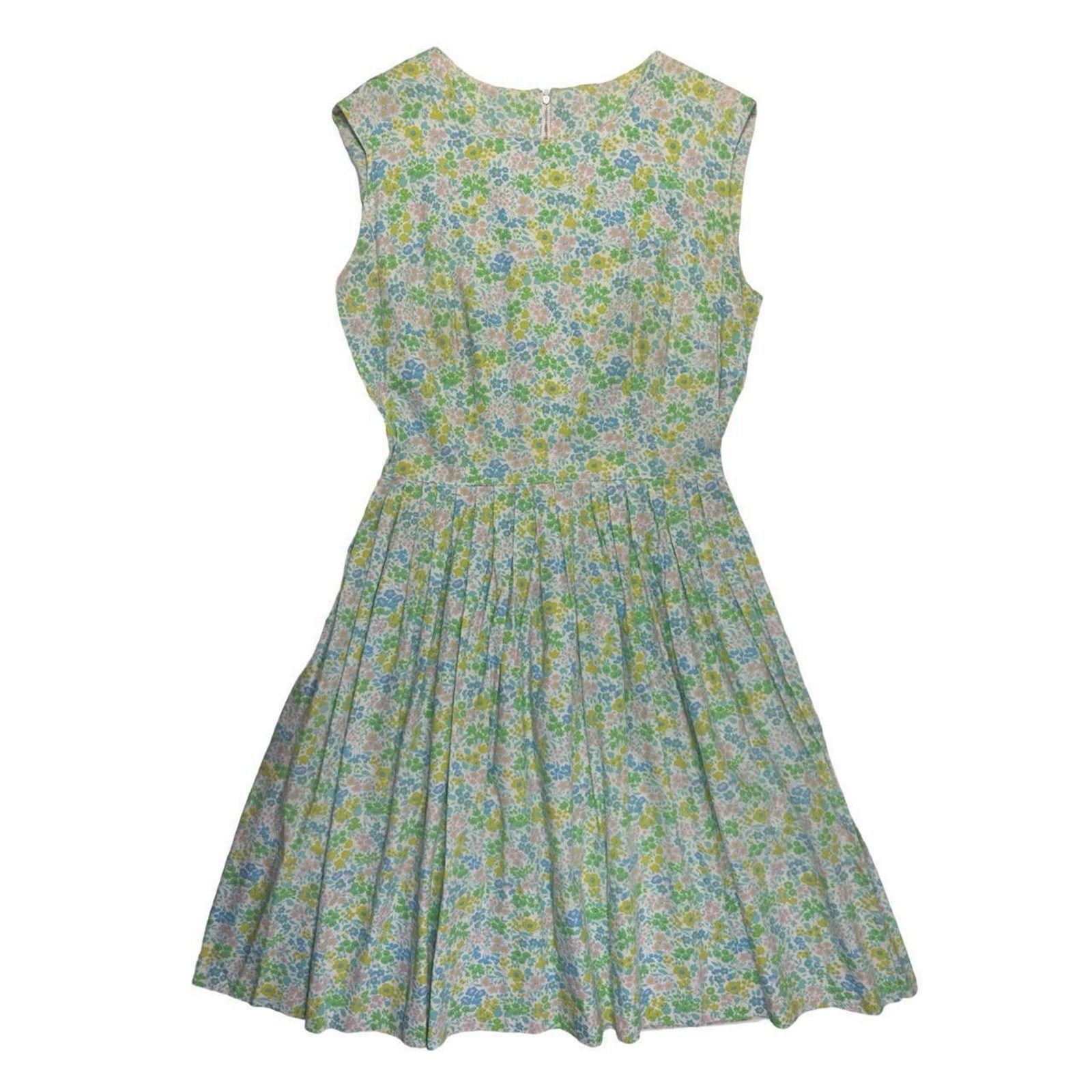 Vintage 50s vintage dress floral white pink blue Size M / US 6-8 / IT 42-44 - 1 Thumbnail