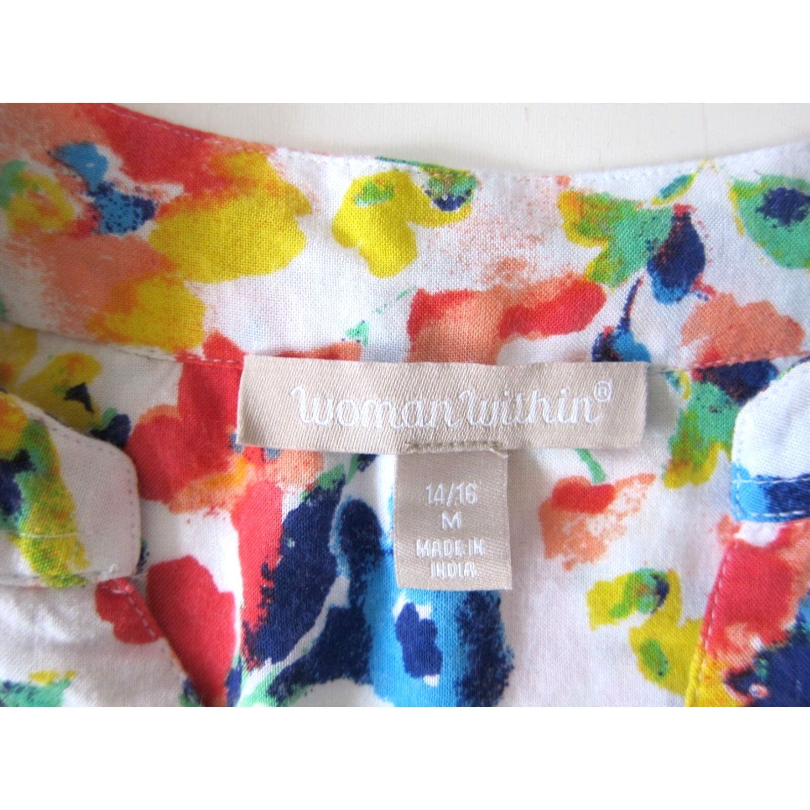 Vintage Woman Within Blouse 3/4 Sleeve M Yellow Floral Tunic Womens Size M / US 6-8 / IT 42-44 - 4 Thumbnail