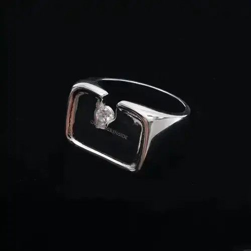 Other Unique Design Notch Set Crushed Zircon Rings Size ONE SIZE - 3 Thumbnail