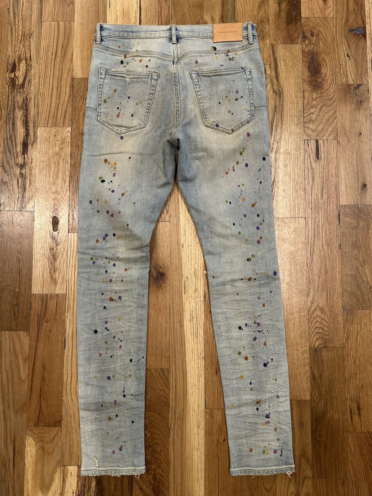 Purple Brand Purple Brand Patched Paint Splatter Blue Denim Jeans Size 31 Size US 31 - 2 Thumbnail