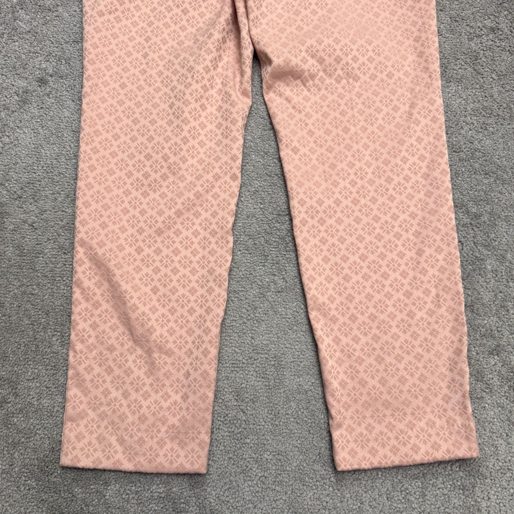 Old Navy Old Navy Pixie Mid Rise Ankle Trouser Pants Womens 14 Pink Geometric Jacquard Cotton Blend Size 36" / US 14 / IT 50 - 3 Thumbnail