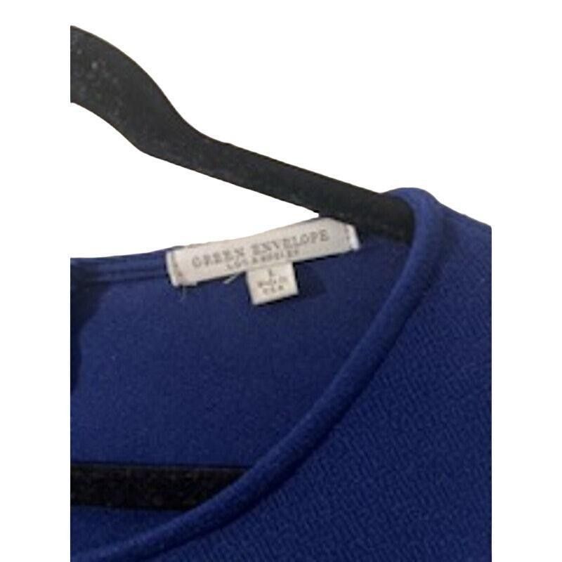 Designer Green Envelope Large Royal Blue 3/4 Sleeve Blouse Top Size L / US 10 / IT 46 - 3 Thumbnail