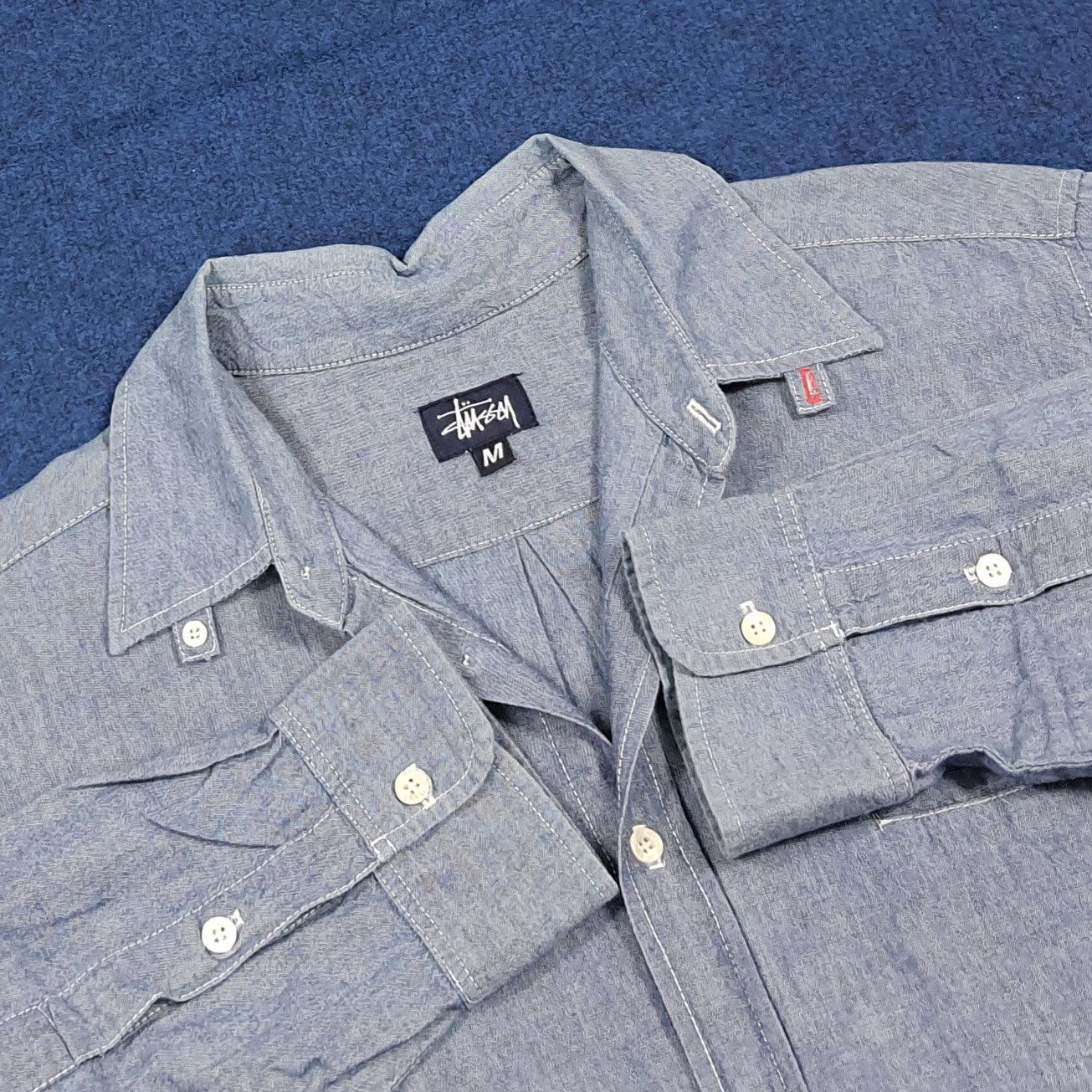 Stussy Vintage Stussy Blue Denim Style Button Up Shirt C294N24 Size US L / EU 52-54 / 3 - 6 Thumbnail