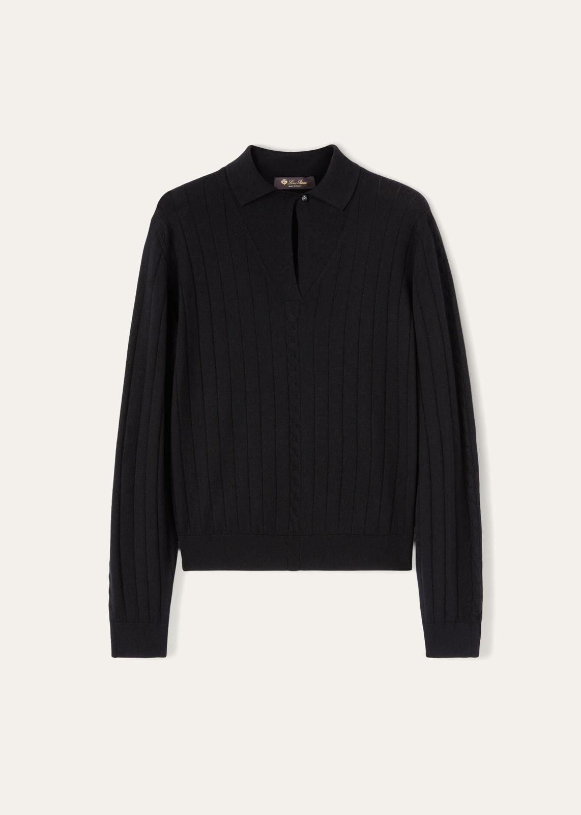 Loro Piana o1srvl11e0824 Porirua Cashmere Polo Shirt in Black Size M / US 6-8 / IT 42-44 - 1 Thumbnail