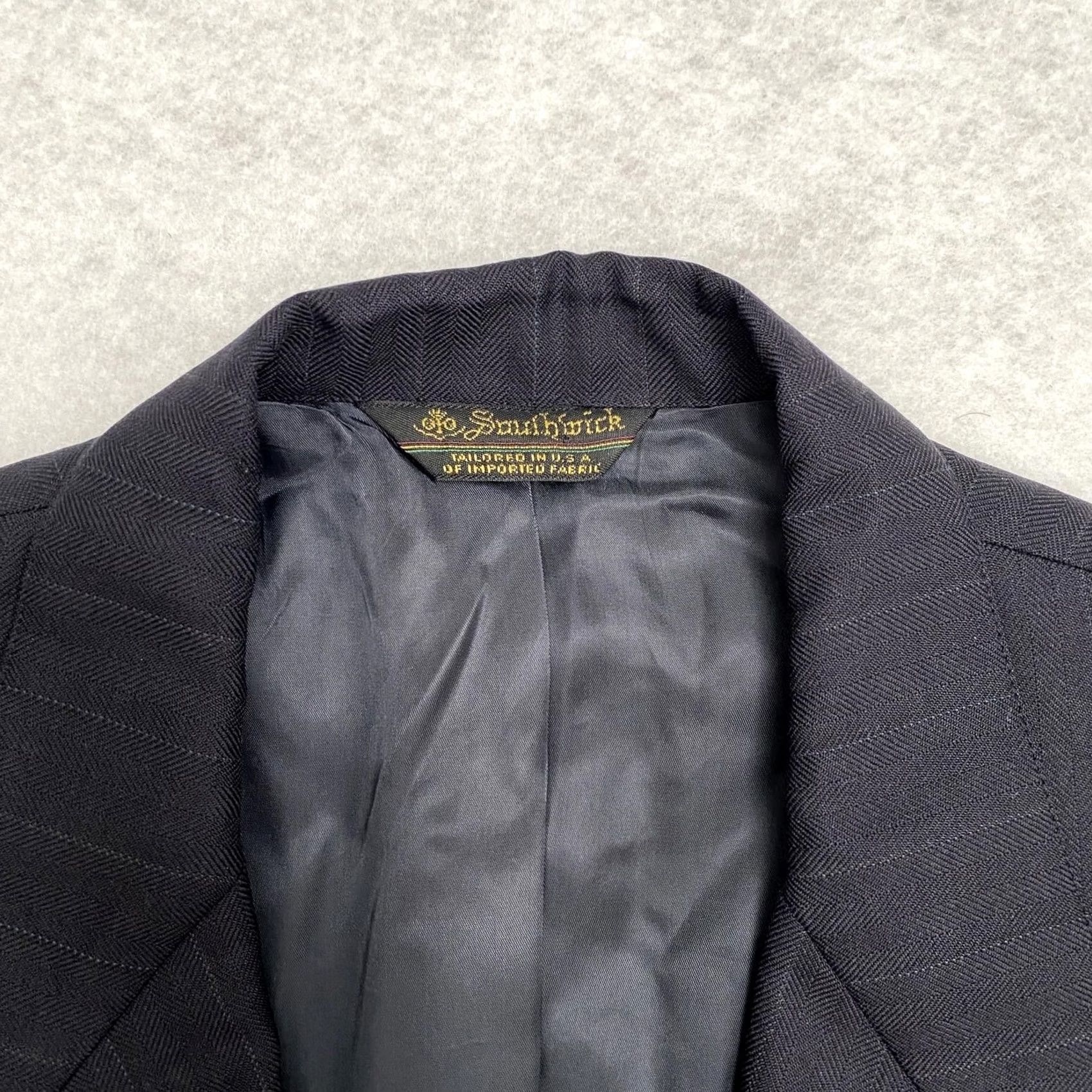 Vintage VINTAGE Southwick Culwell & Son Union USA Made Sport Coat Blazer Mens 42R Black Striped 2 Piece USA Blazer Men Size 42R - 4 Thumbnail
