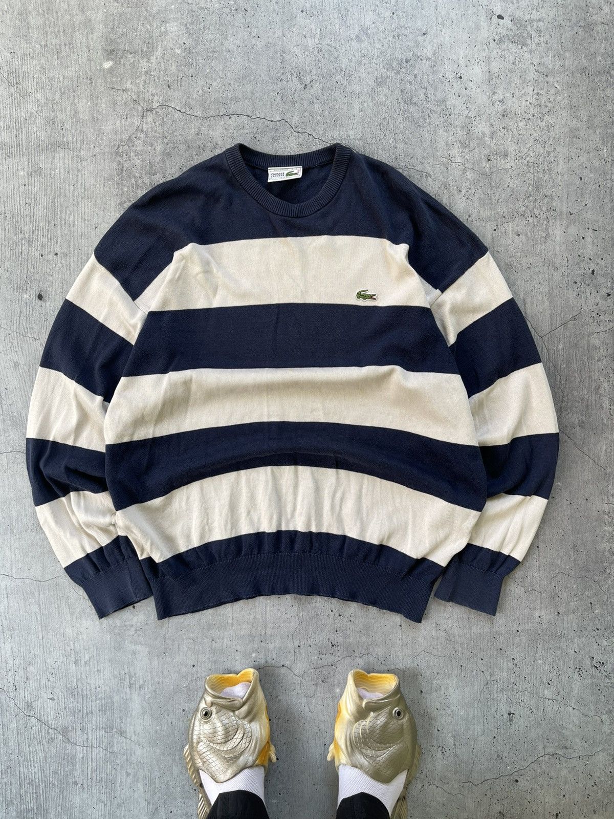 Lacoste Vintage Mens Lacoste Sweatshirt striped luxury rare sweater Size US XL / EU 56 / 4 - 1 Thumbnail
