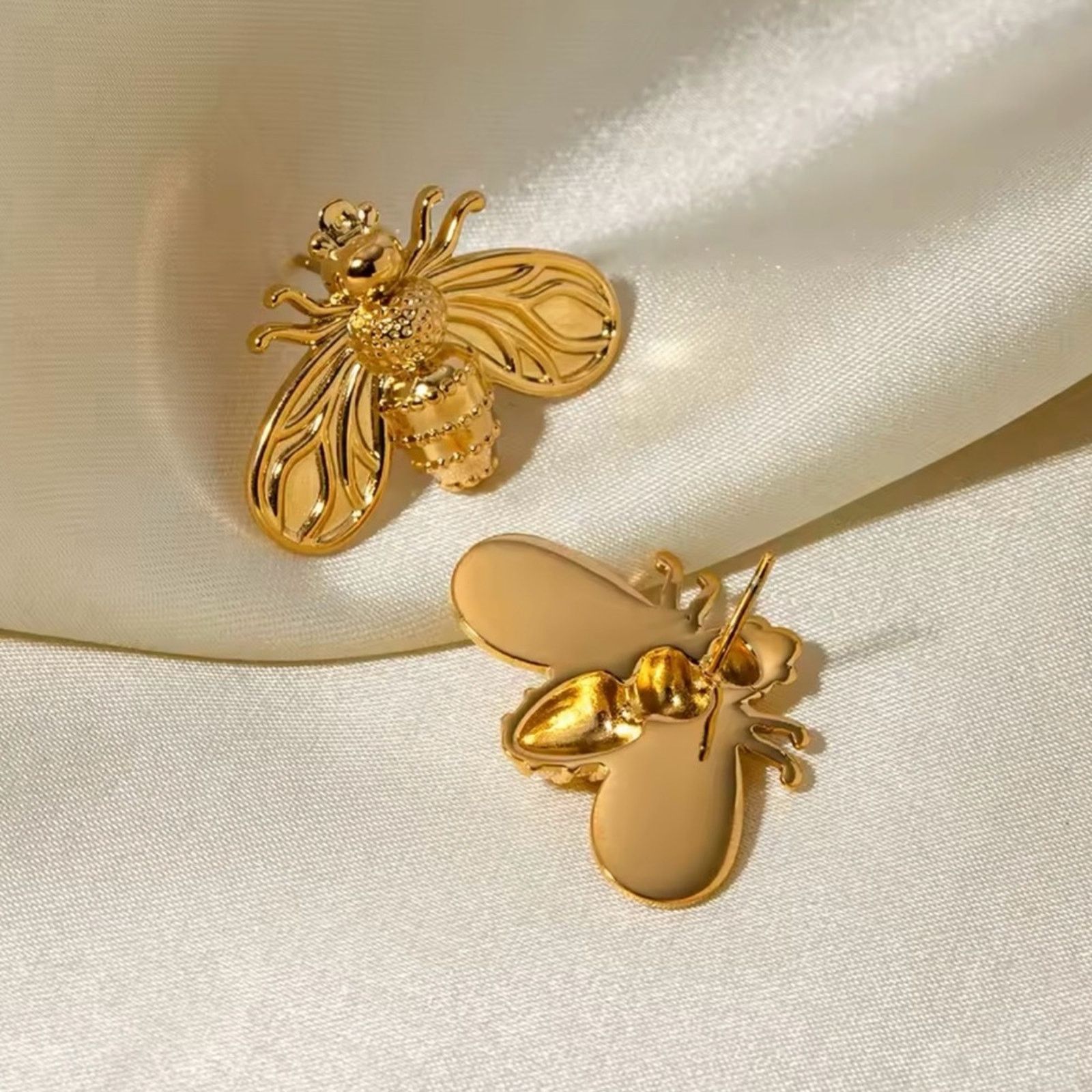 Other Gold Bee Designed Shiny Earrings For Women Size ONE SIZE - 4 Thumbnail