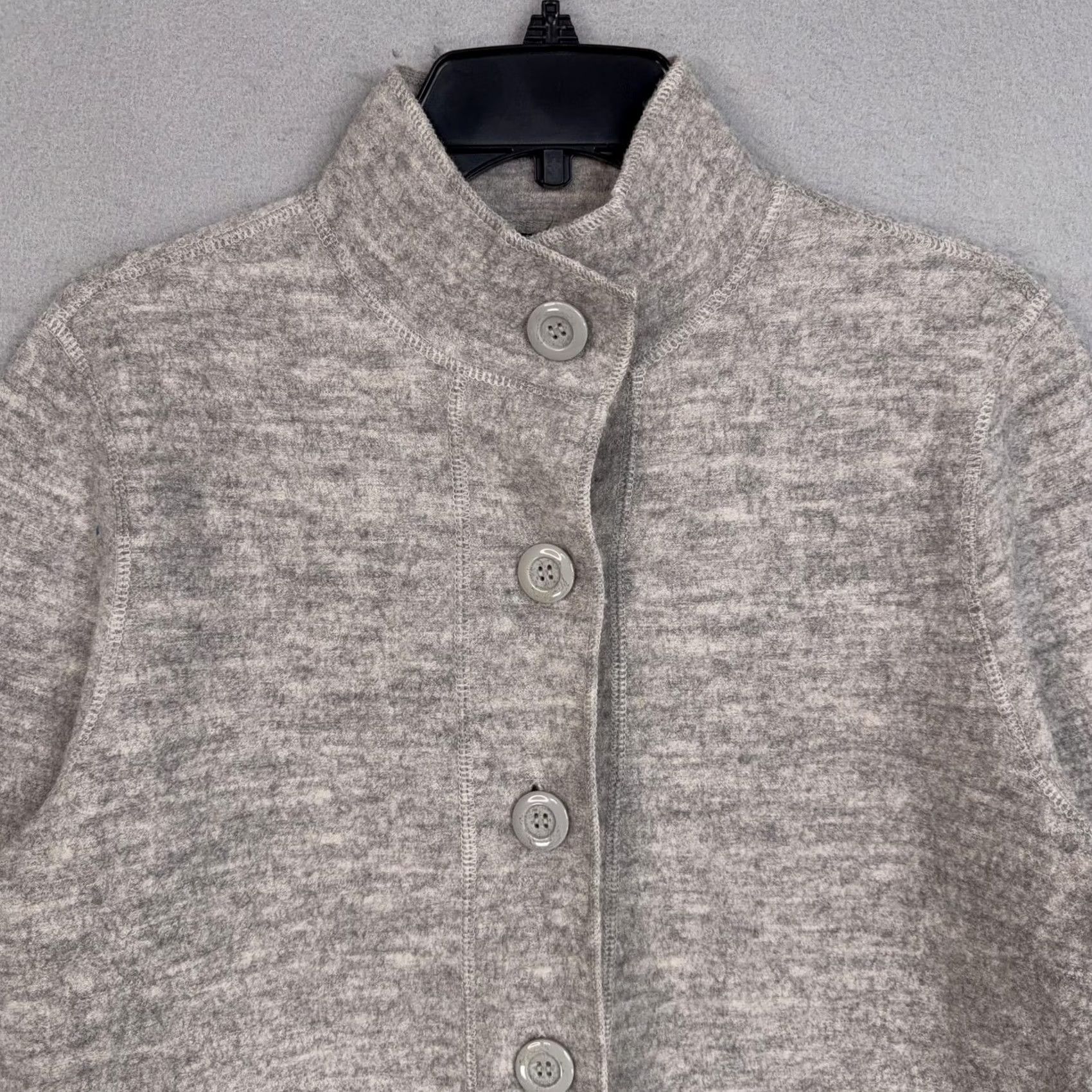 Vintage Carole Little Cardigan Womens Medium Gray 100% Wool Mock Neck Button Sweater Size M / US 6-8 / IT 42-44 - 2 Thumbnail