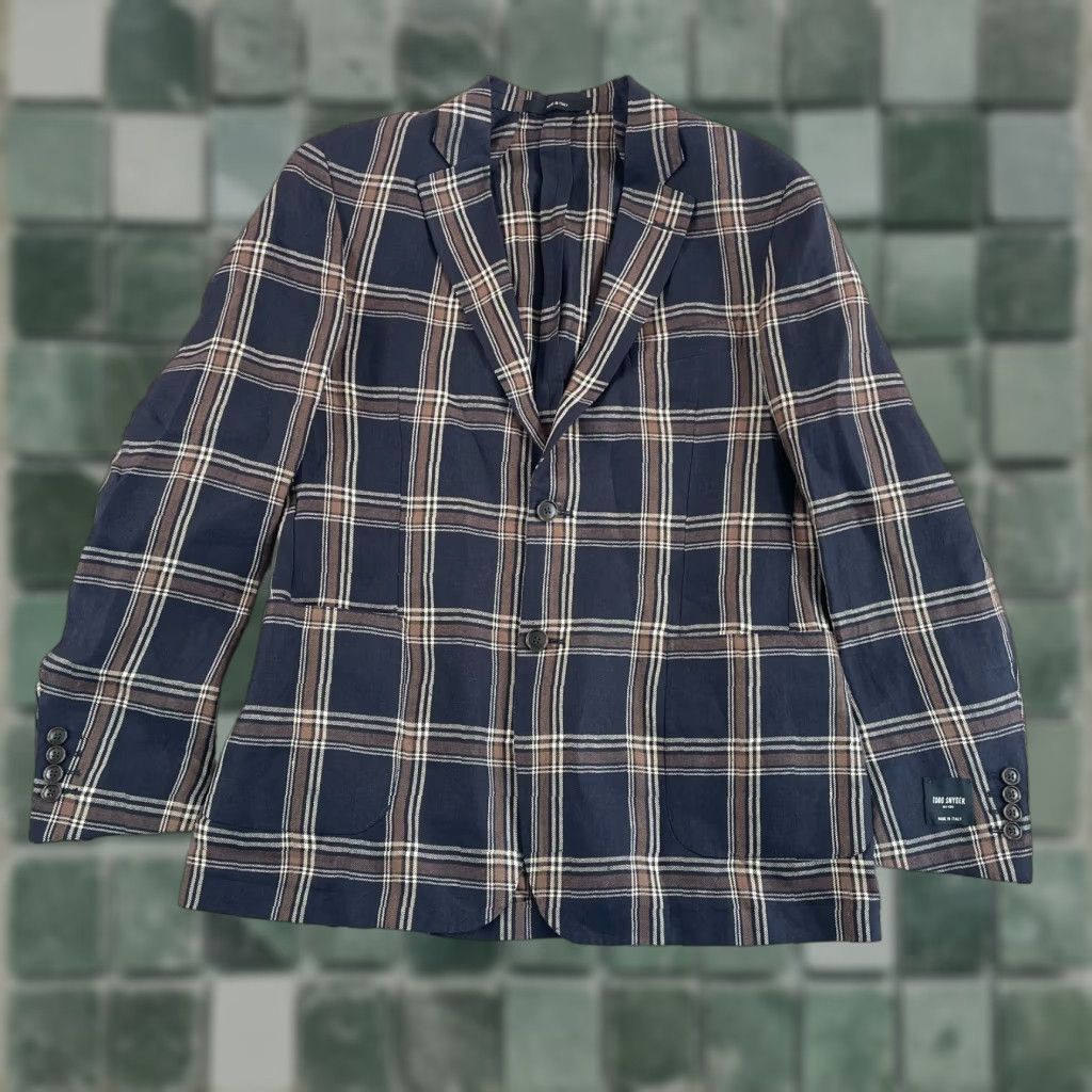 Todd Snyder Todd Snyder Sport Coat 40R Black Brown Checks 100% Linen Unstructured Italy NWOT Men Regular Jacket Size US XXS / EU 40 - 1 Thumbnail