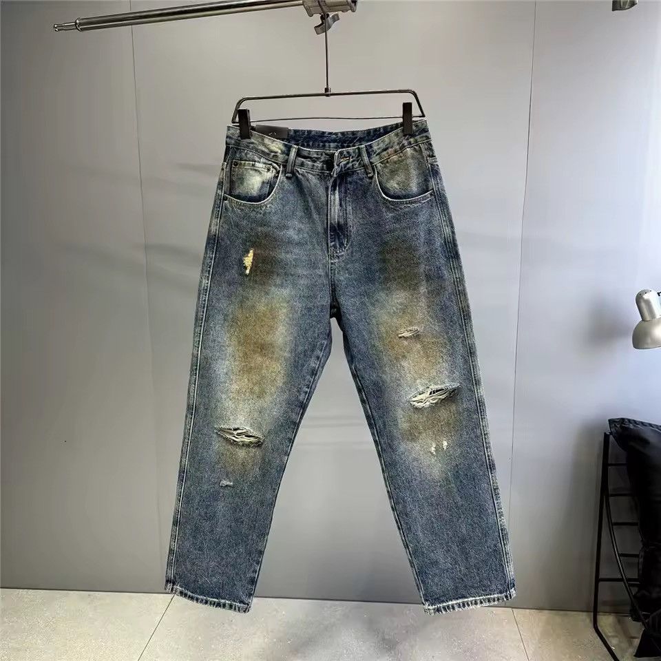 Jean Washed Designer Streetwear Hole Hip Hop Jeans Y2k Pants Size US 34 / EU 50 - 10 Thumbnail