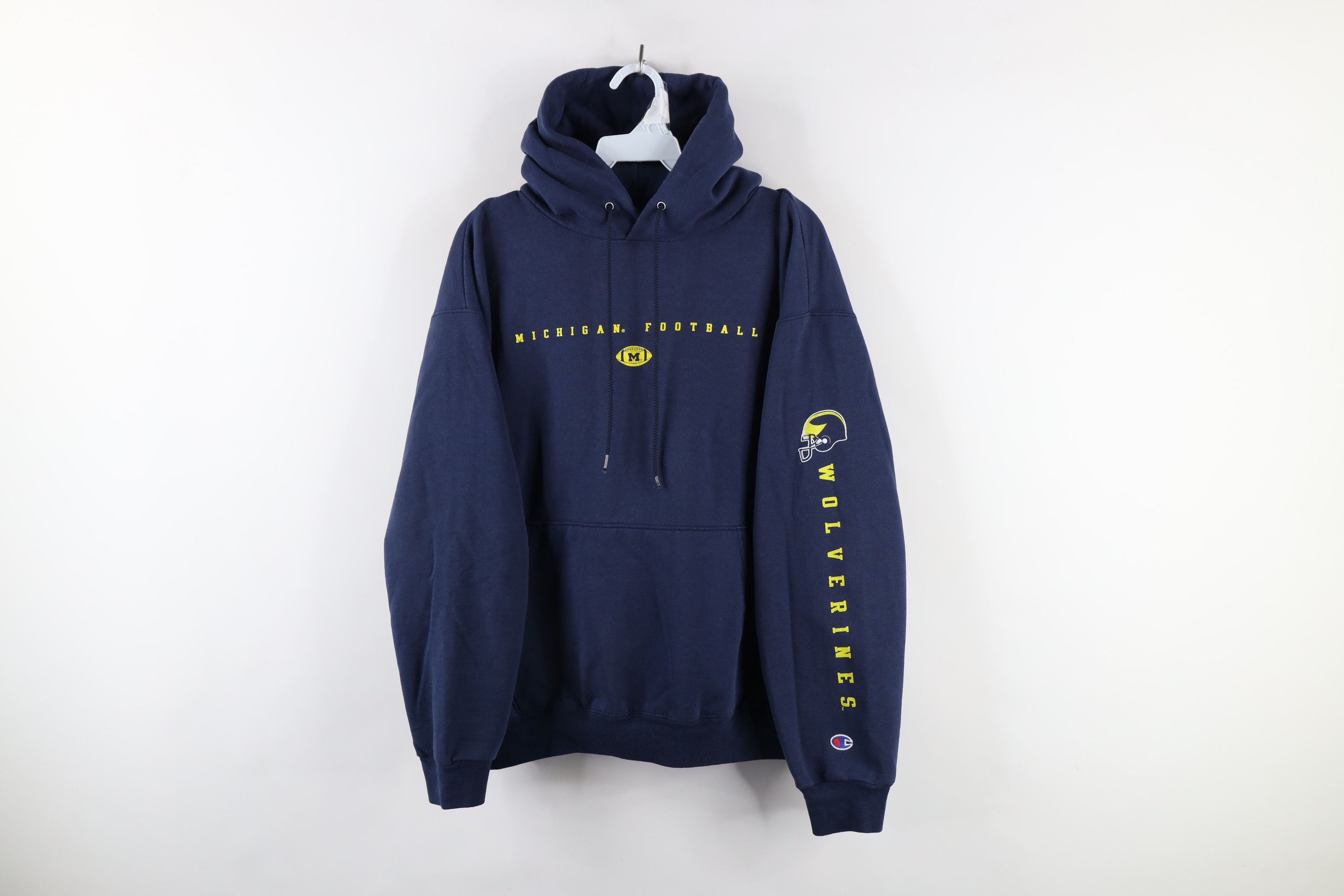 Champion × Vintage Vintage 90s Champion University of Michigan Football Hoodie Size US L / EU 52-54 / 3 - 1 Thumbnail
