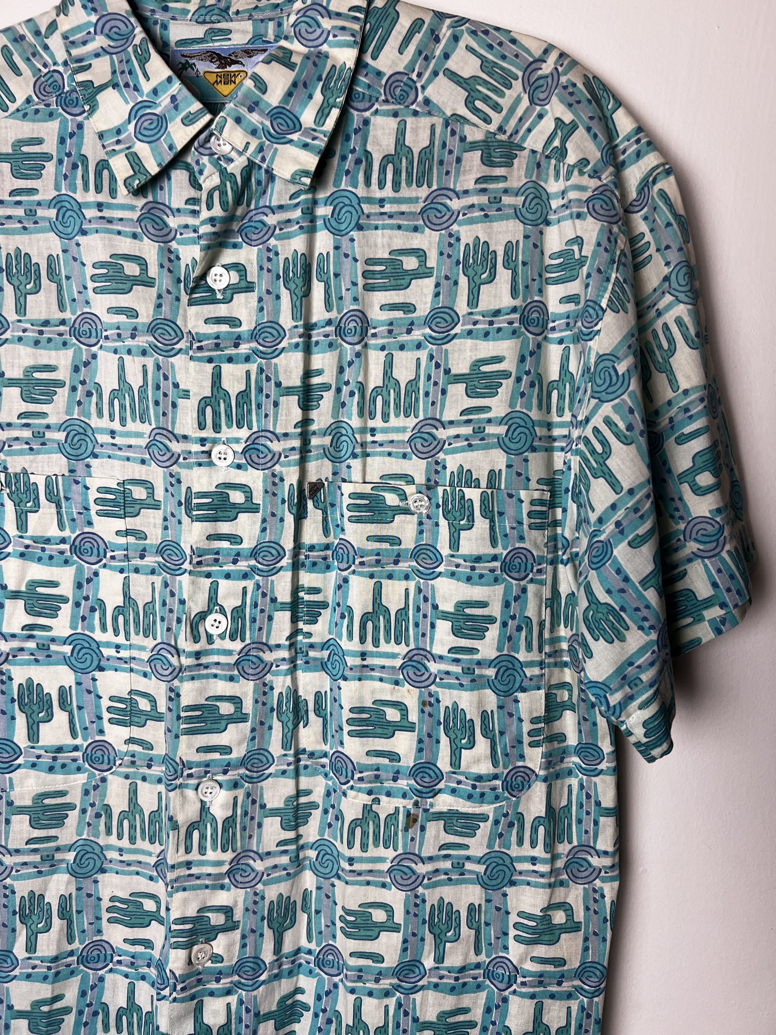 Vintage Vintage 1990's New Man Cactus Short Sleeve Button Up Shirt Size US L / EU 52-54 / 3 - 2 Thumbnail