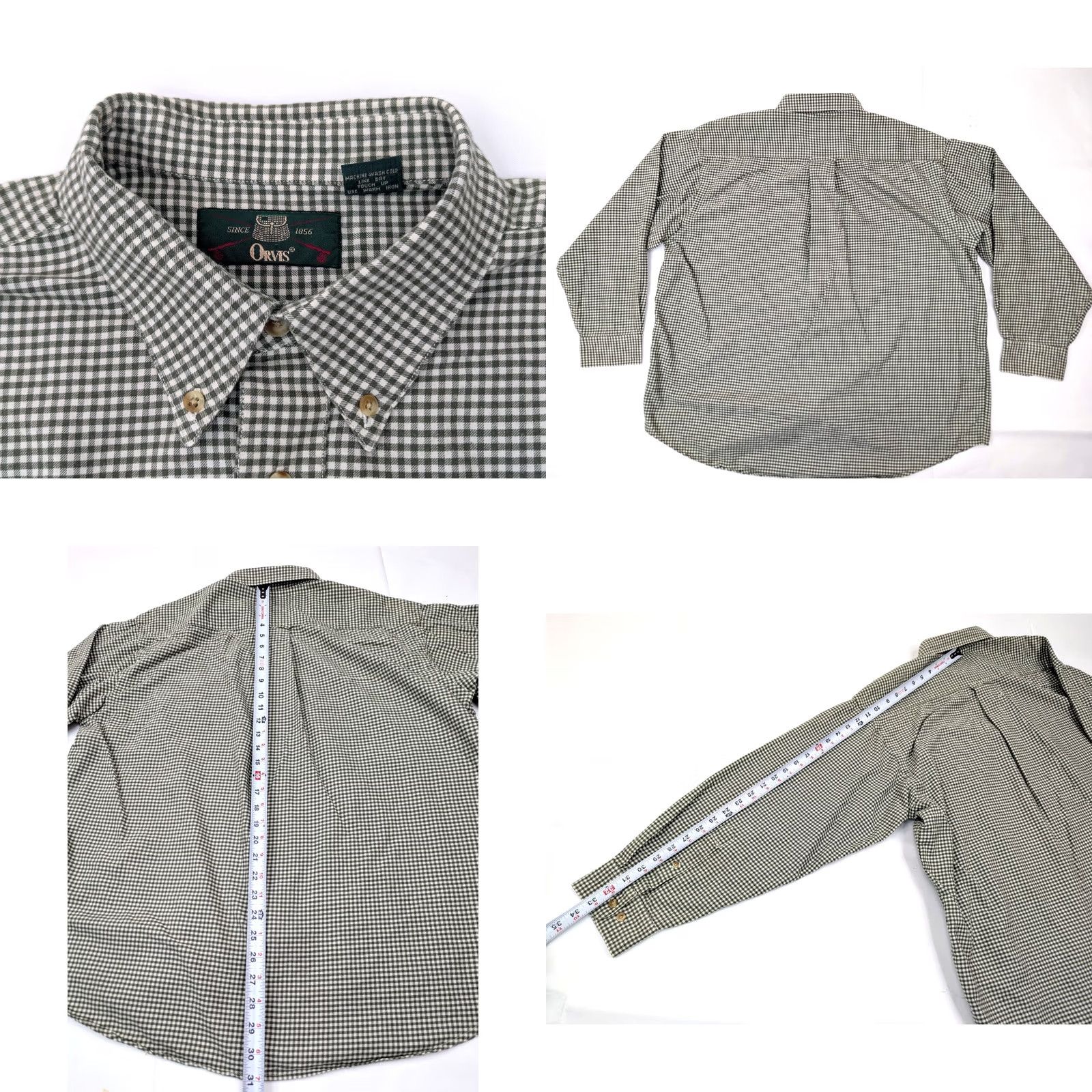 Orvis Orvis Shirt Check Wool Cotton Blend Button-Down XL Green Mens Vintage 1990s Size US XL / EU 56 / 4 - 8 Thumbnail