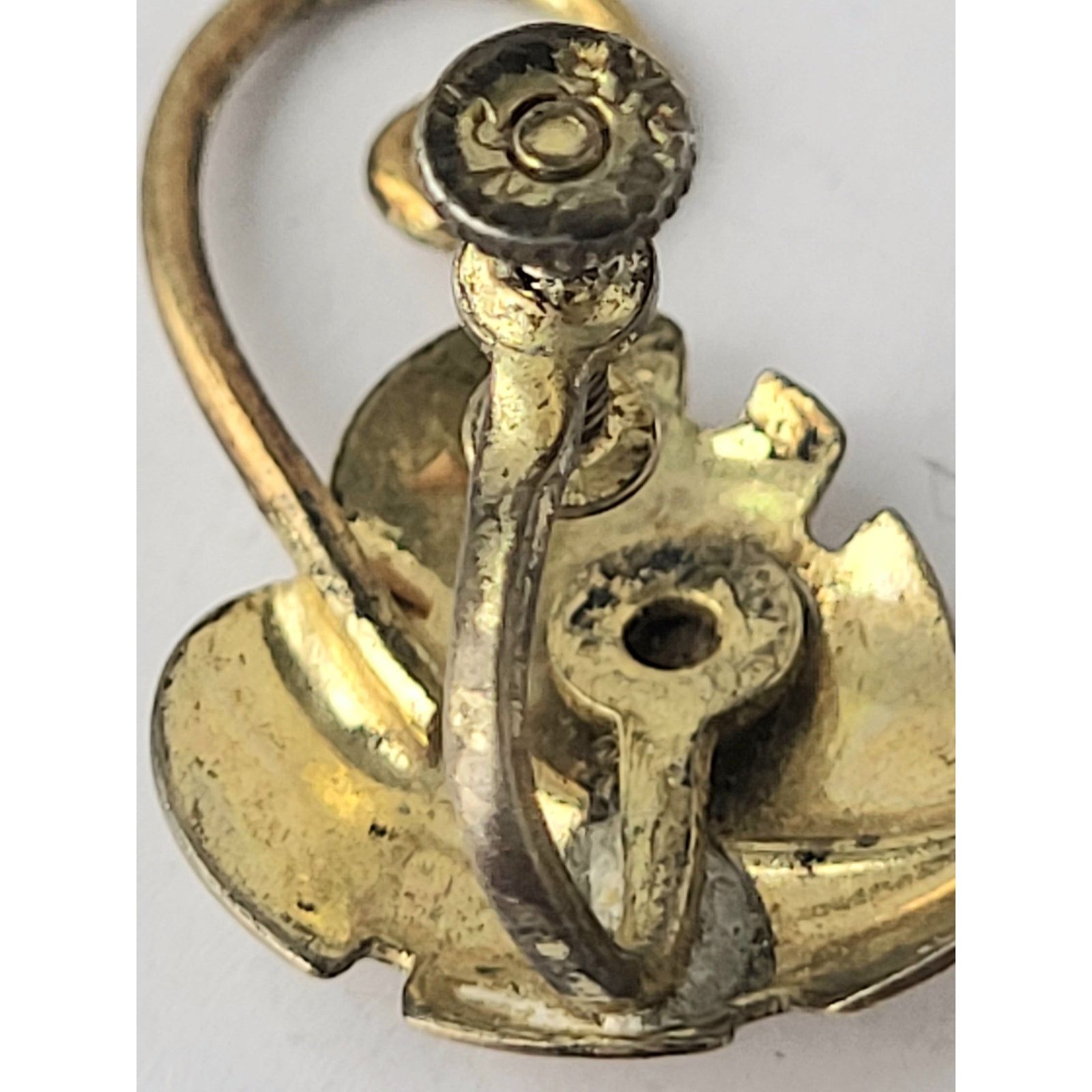 Other Antique Sterling Leaf Earrings Gold Plate Screw On 1940s Size ONE SIZE - 7 Thumbnail