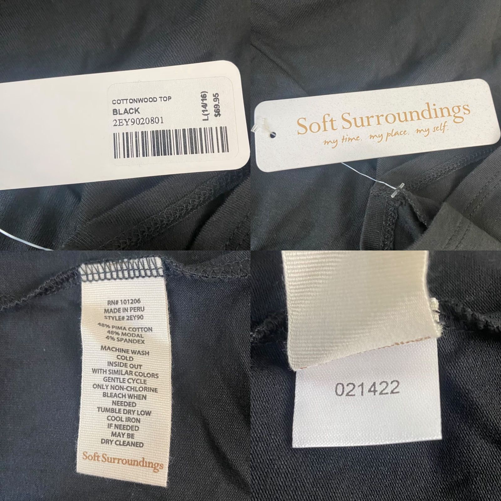 Soft Surroundings VINTAGE Soft Surrounding Cottonwood Top Womens Large Black 3/4 Sleeves Pullover Blouse Womens Large Black Criss-Cross Cotton Blend Stretch New Size L / US 10 / IT 46 - 8 Thumbnail