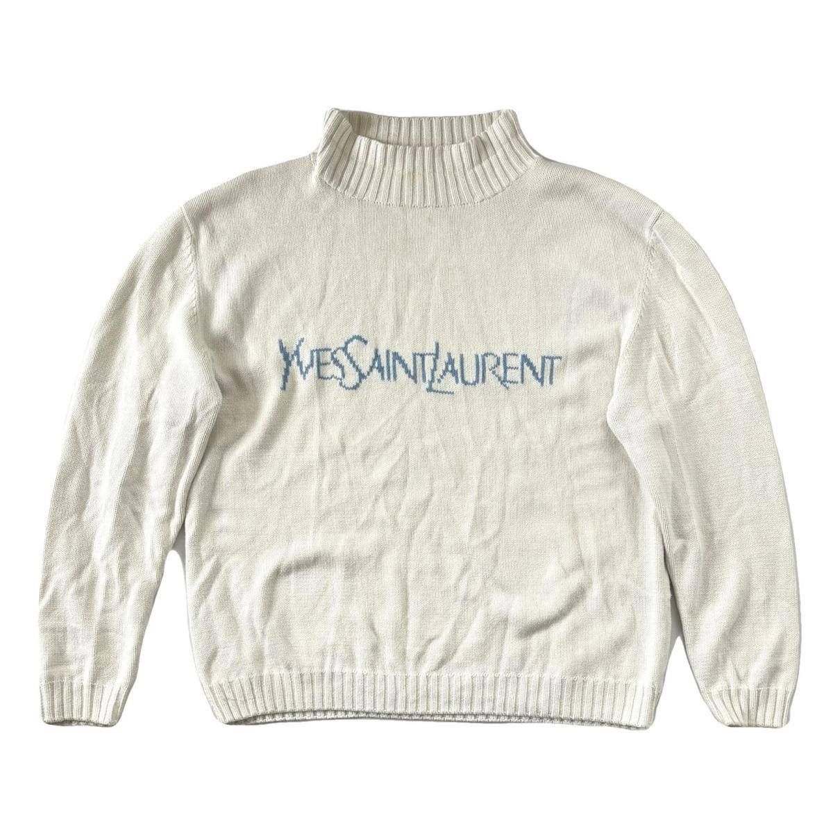 image of Saint Laurent Paris x Vintage Saint Launret Knit Swetaer in White, Men's (Size XL)