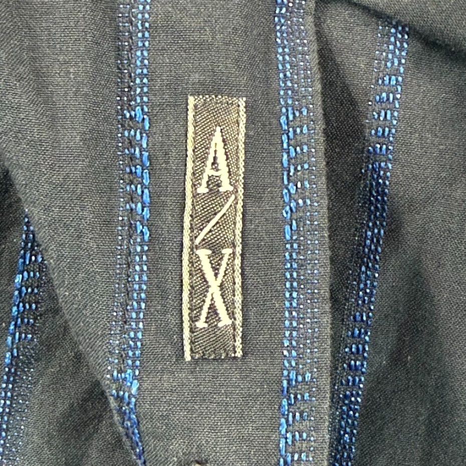 Armani Exchange VINTAGE Armani Exchange Shirt Navy Blue Metallic Striped 90s Men Medium Short? Size US M / EU 48-50 / 2 - 3 Thumbnail