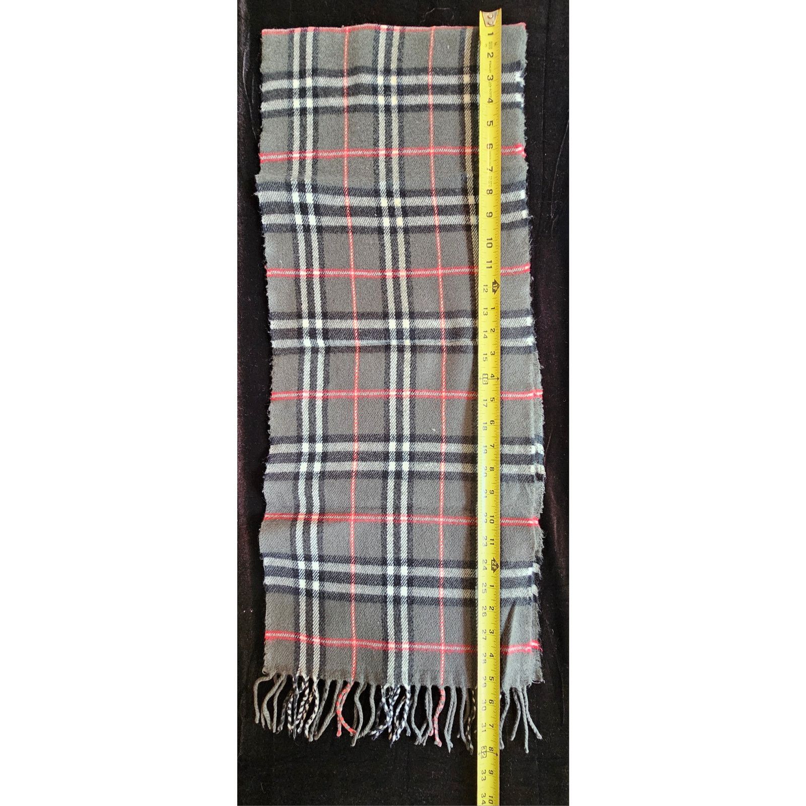 Burberry BURBERRY London 100% Lambswool Gray Scarf Nova Check (3) Size ONE SIZE - 7 Thumbnail