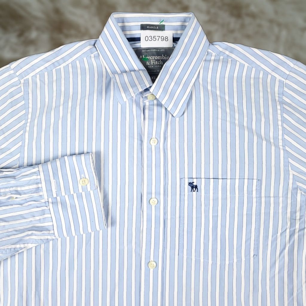 Abercrombie & Fitch Abercrombie & Fitch Button-Up Shirt Mens XL Blue White Striped Long Sleeve Classic Preppy Size US XL / EU 56 / 4 - 1 Thumbnail