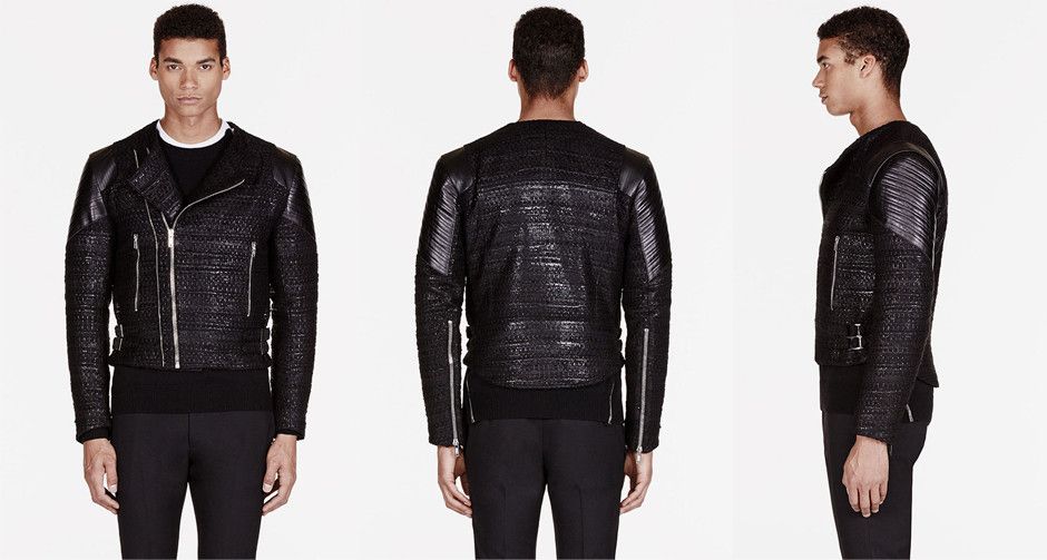 Givenchy $7265 GIVENCHY TWEED BIKER RIDER LEATHER JACKET Size US M / EU 48-50 / 2 - 2 Thumbnail