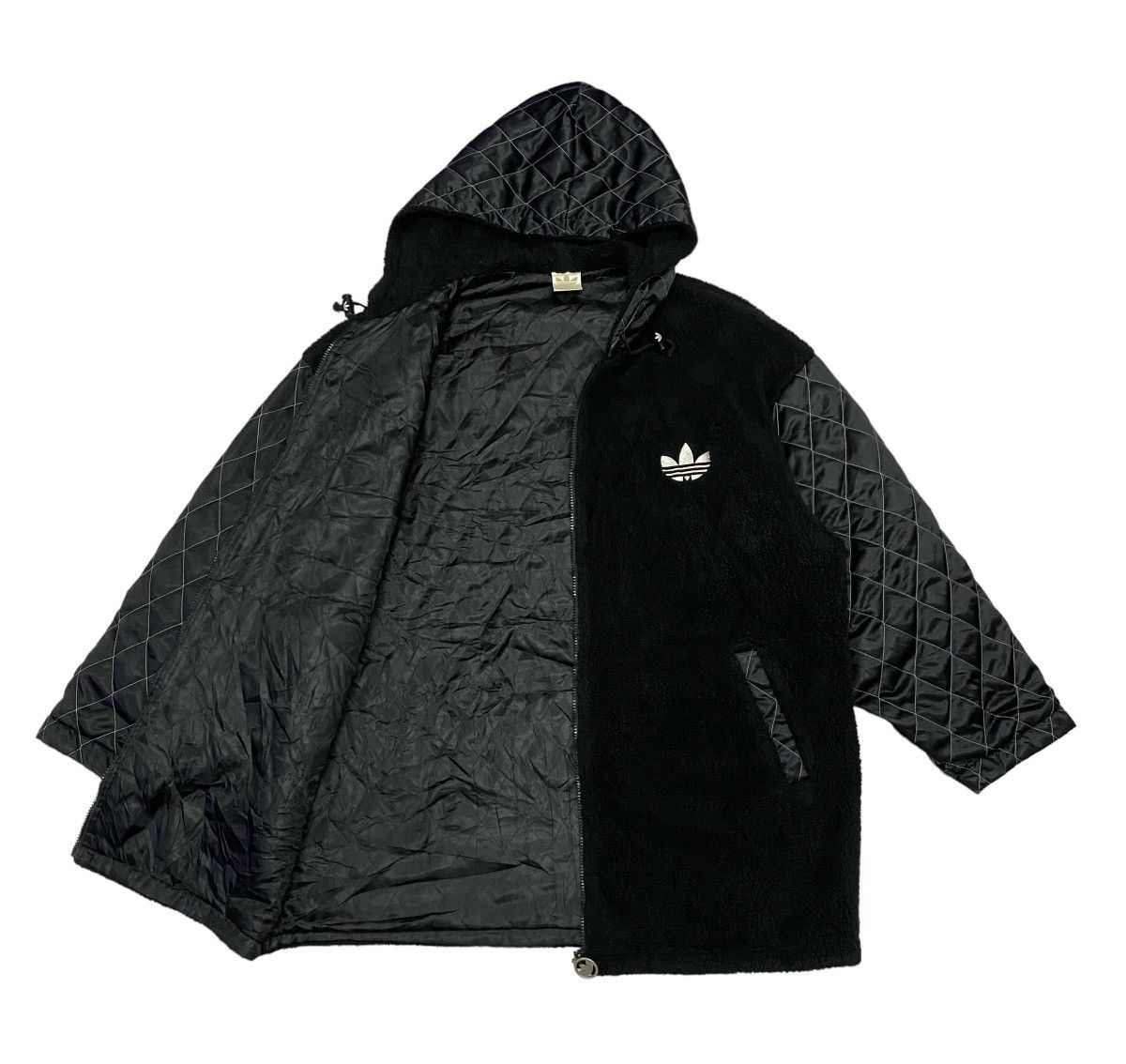 Adidas × Descente × Vintage Vintage 90s Adidas Trefoil Big Logo Pile Fleece Hoodie Size US L / EU 52-54 / 3 - 23 Thumbnail