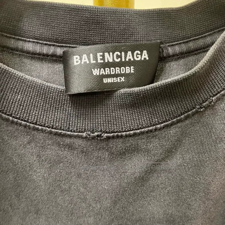 Balenciaga Balenciaga Washed Black Distressed Letter Short Sleeve T-S Size US S / EU 44-46 / 1 - 4 Thumbnail