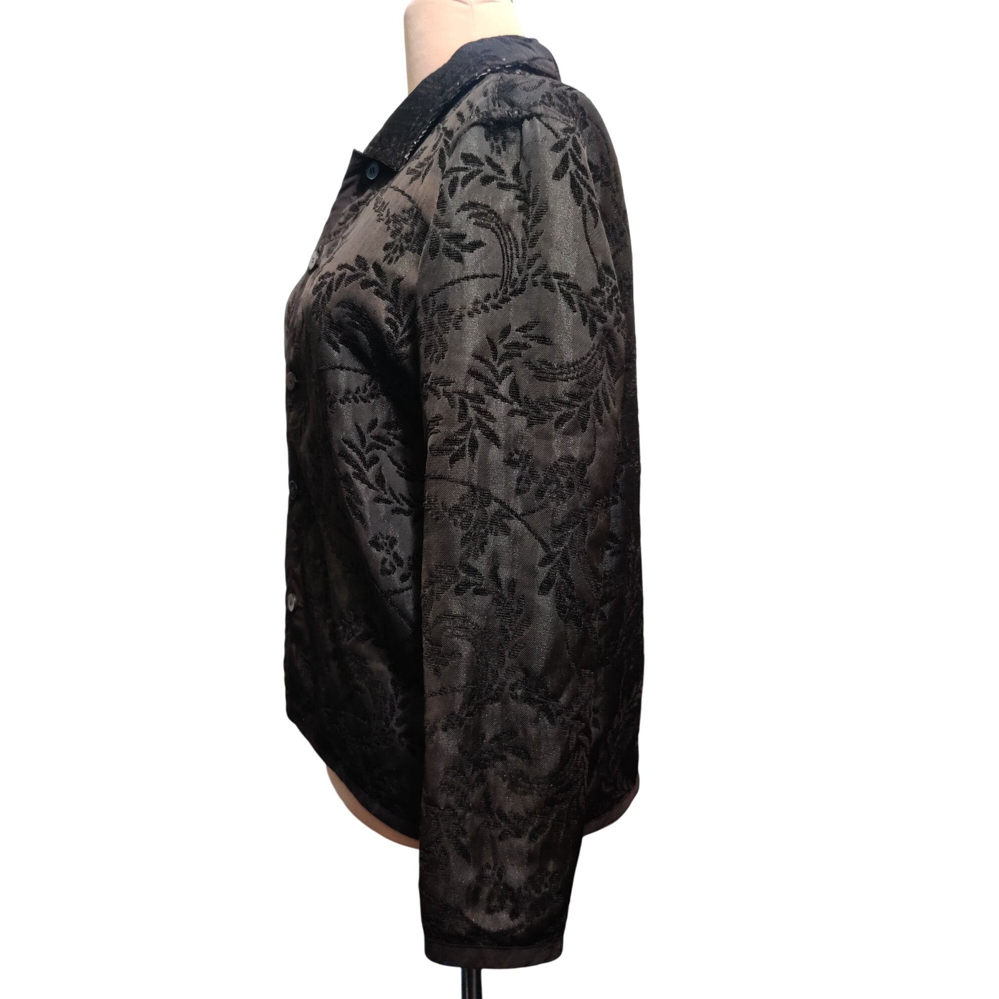 Vintage Womens L Jacket Reversible Jacquard Brocade Black Gold Blue Size L / US 10 / IT 46 - 17 Thumbnail
