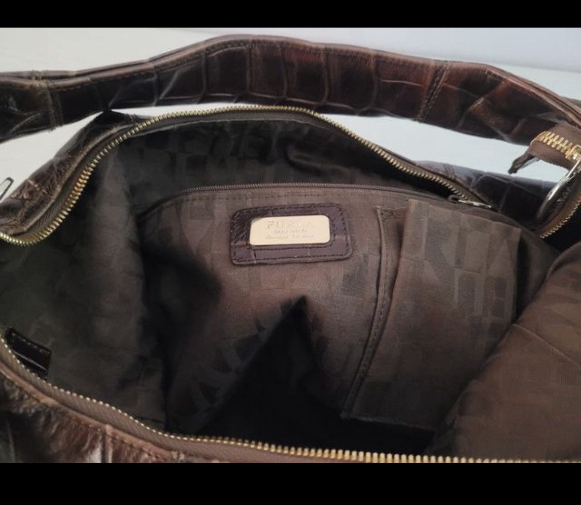 Furla Furla croc leather chocolate hobo bag Size ONE SIZE - 8 Thumbnail