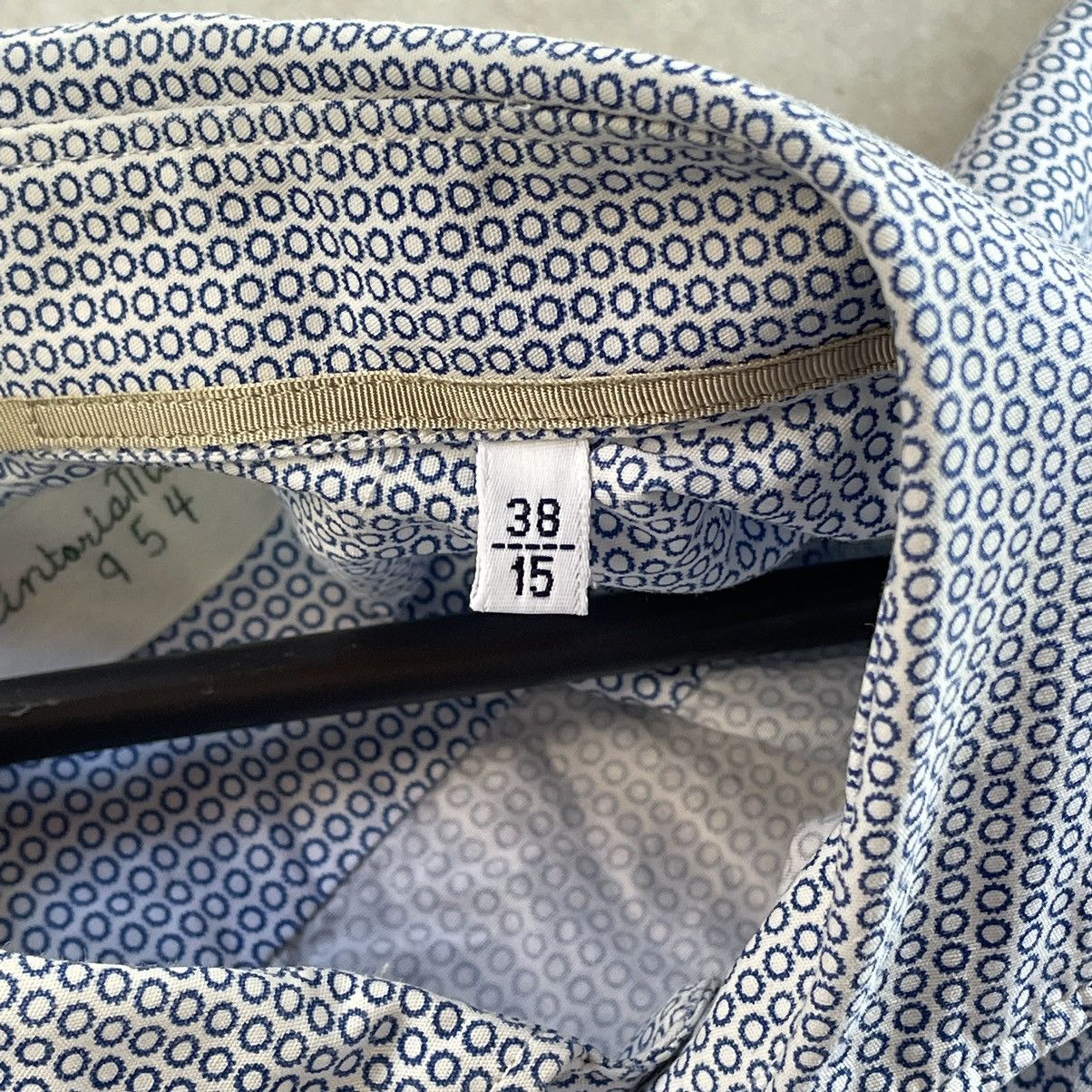 Designer × Tintoria Mattei Tintoria Mattei 954 Blue Slim Fit Dotted Cotton Button Shirt Size 38R - 10 Thumbnail