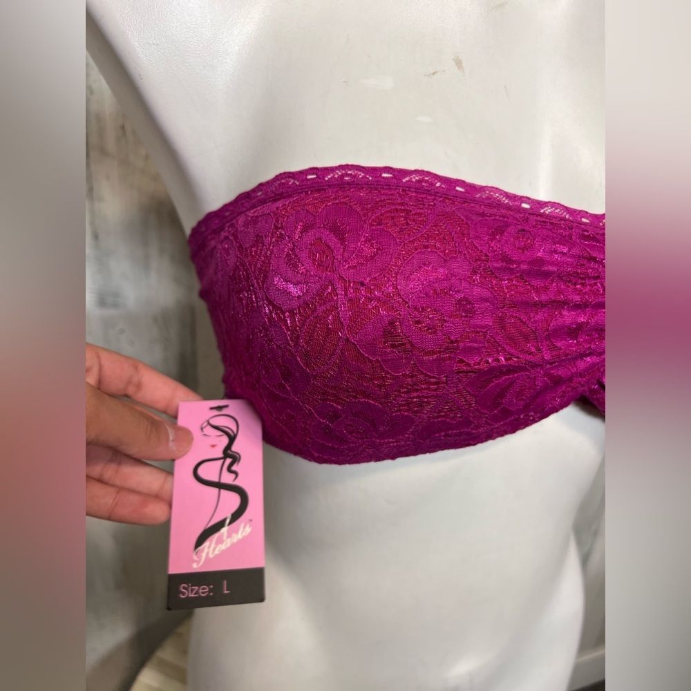 Other Pink Lace Strapless Bandeau Bralette Top Size L Size L / US 10 / IT 46 - 2 Thumbnail