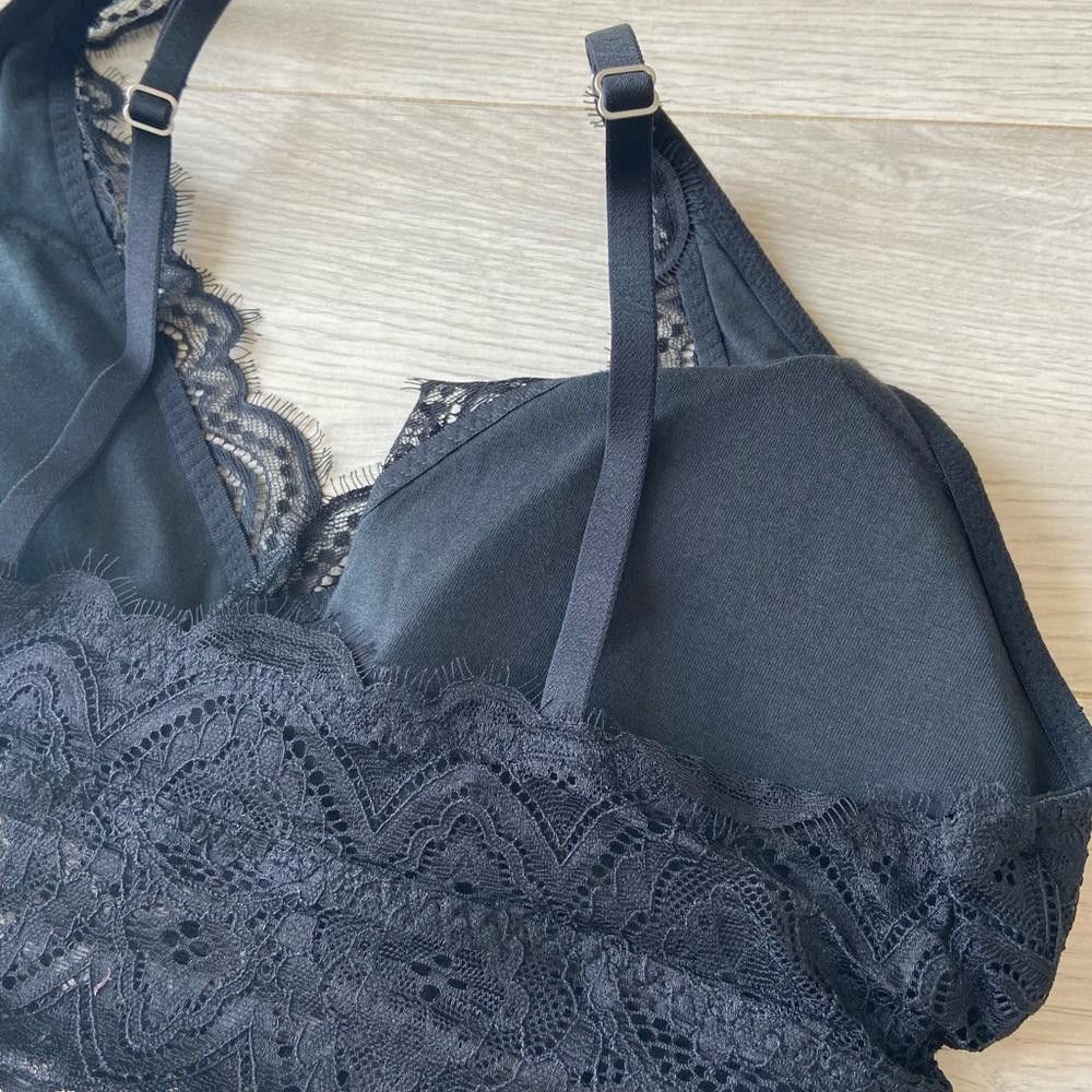 Designer Gilly Hicks Black Lace Padded Longline Bralette Size ONE SIZE - 4 Thumbnail