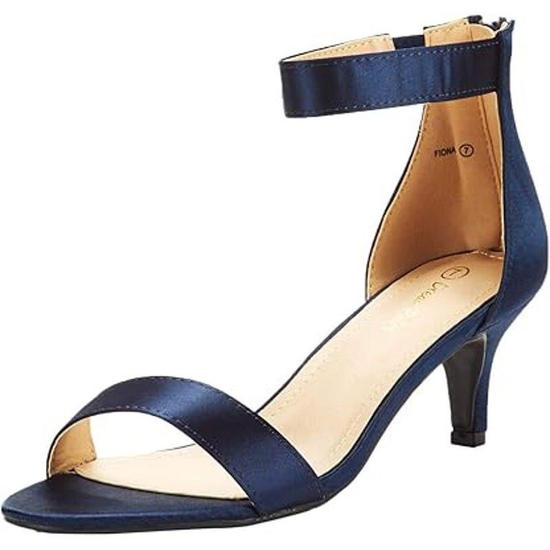 Other Dream Pairs Womens 7.5 Navy Satin Open Toe Ankle Strap Heels Size US 7.5 / IT 37.5 - 1 Thumbnail