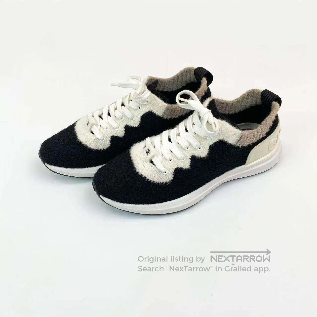 Chanel Chanel Black and white knitted sneakers| Size US 8 / IT 38 - 1 Thumbnail