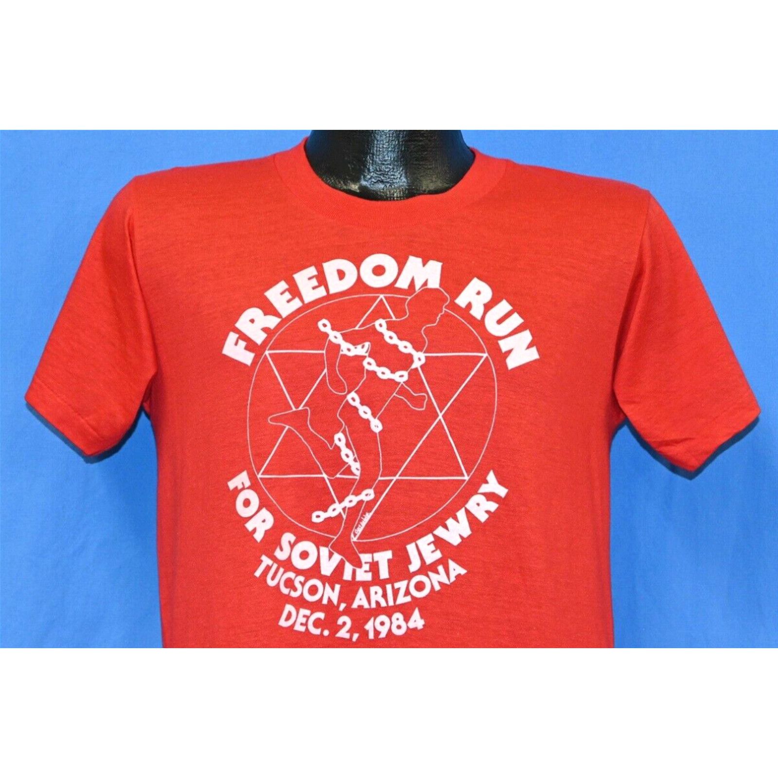 image of Screen Stars VTG 80's Freedom Run Soviet Jewry '84 La Beer Label Tucson Arizona Race T-Shirt M in W