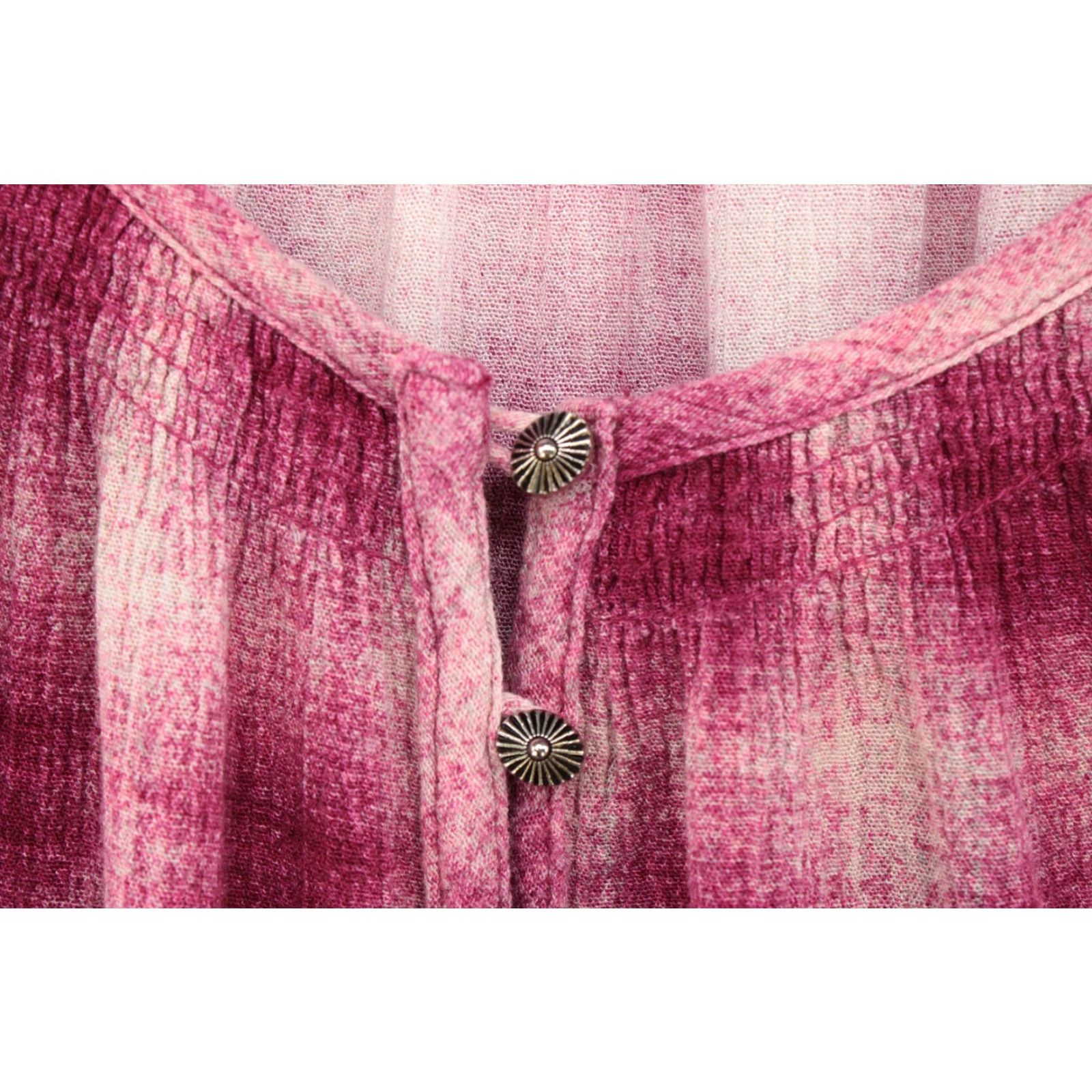 Vintage Maeve Anthropologie Top Women's Medium Pink Plaid Button-Up Boho Balloon Sleeve Shirt Size M / US 6-8 / IT 42-44 - 3 Thumbnail