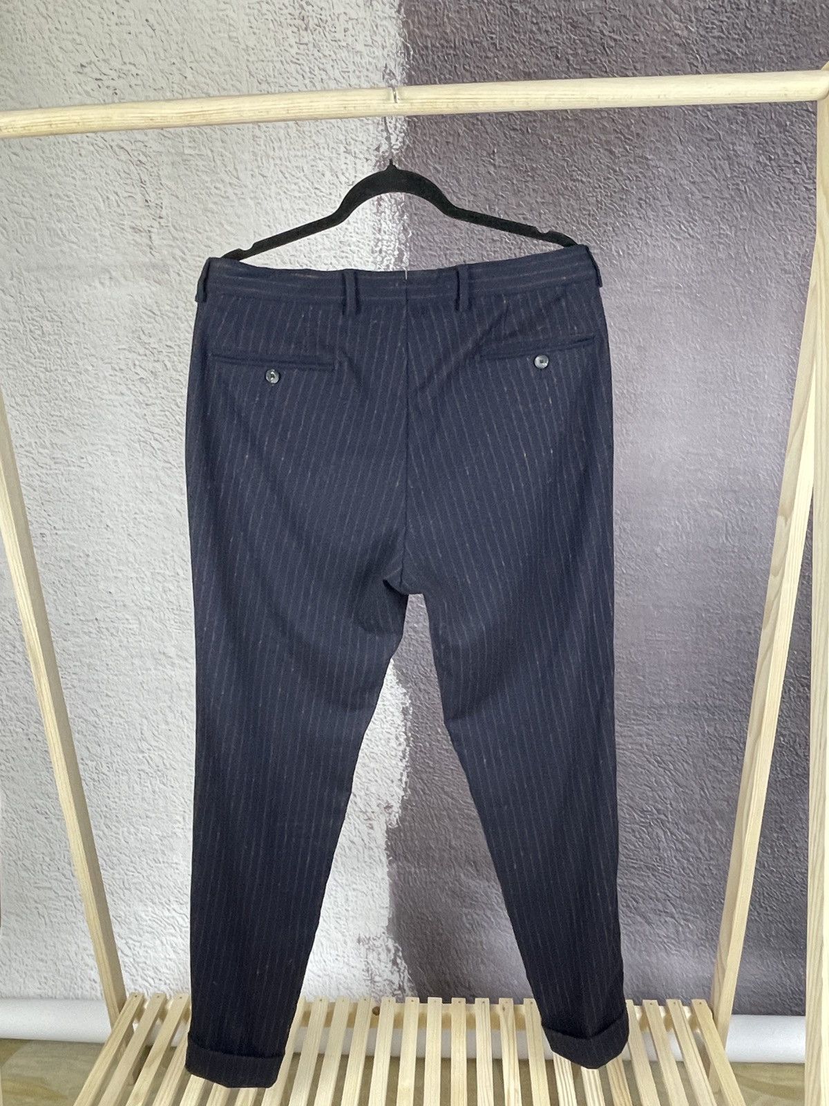 Other 0909 striped wool navy blue set vest + pants suit Size 40R - 17 Thumbnail